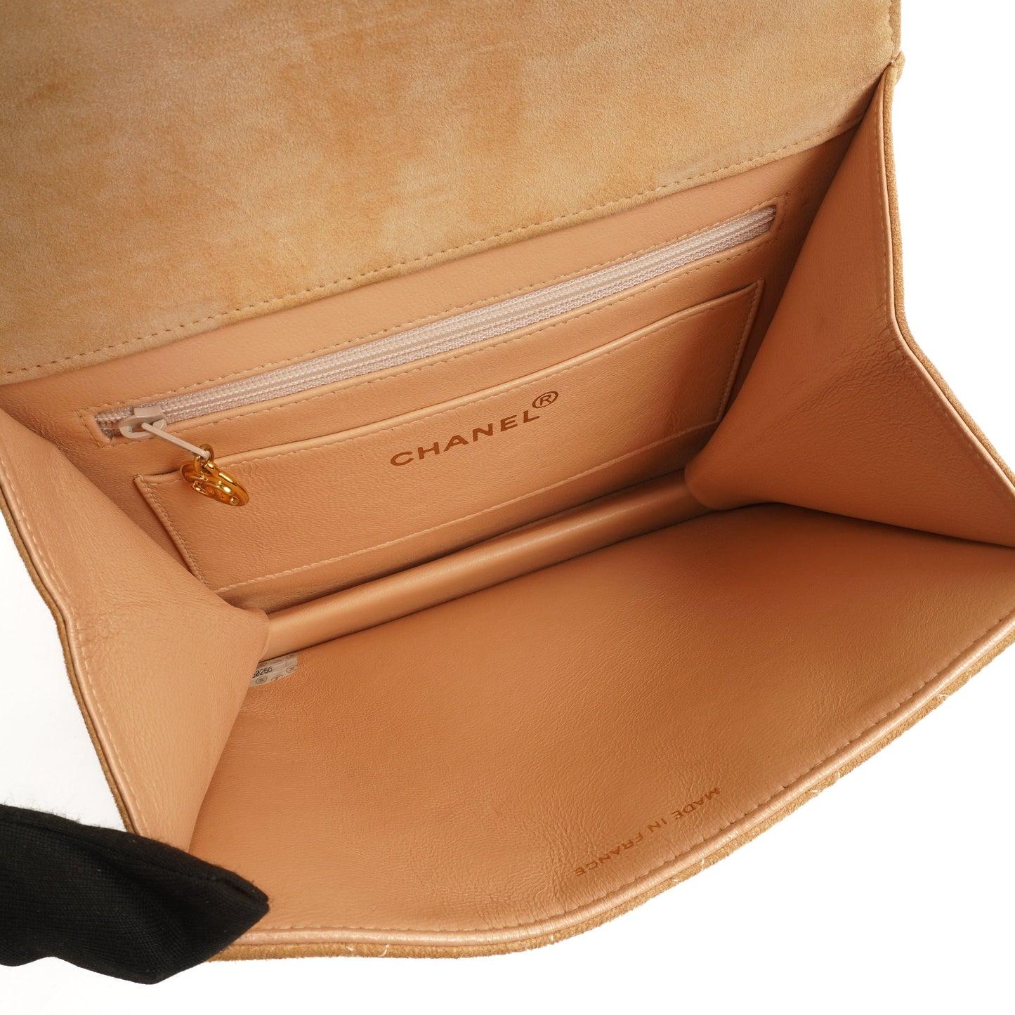 Chanel Mademoiselle Flap Bag Beige Suede 24K Gold-Plated Hardware