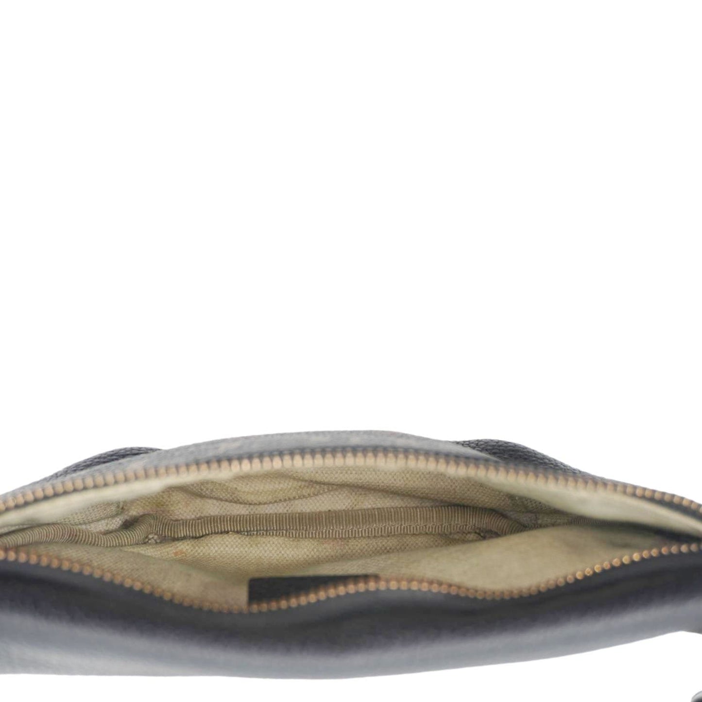 GUCCI Logo Print Small Grained Calfskin Leather Belt Bag Black 527792