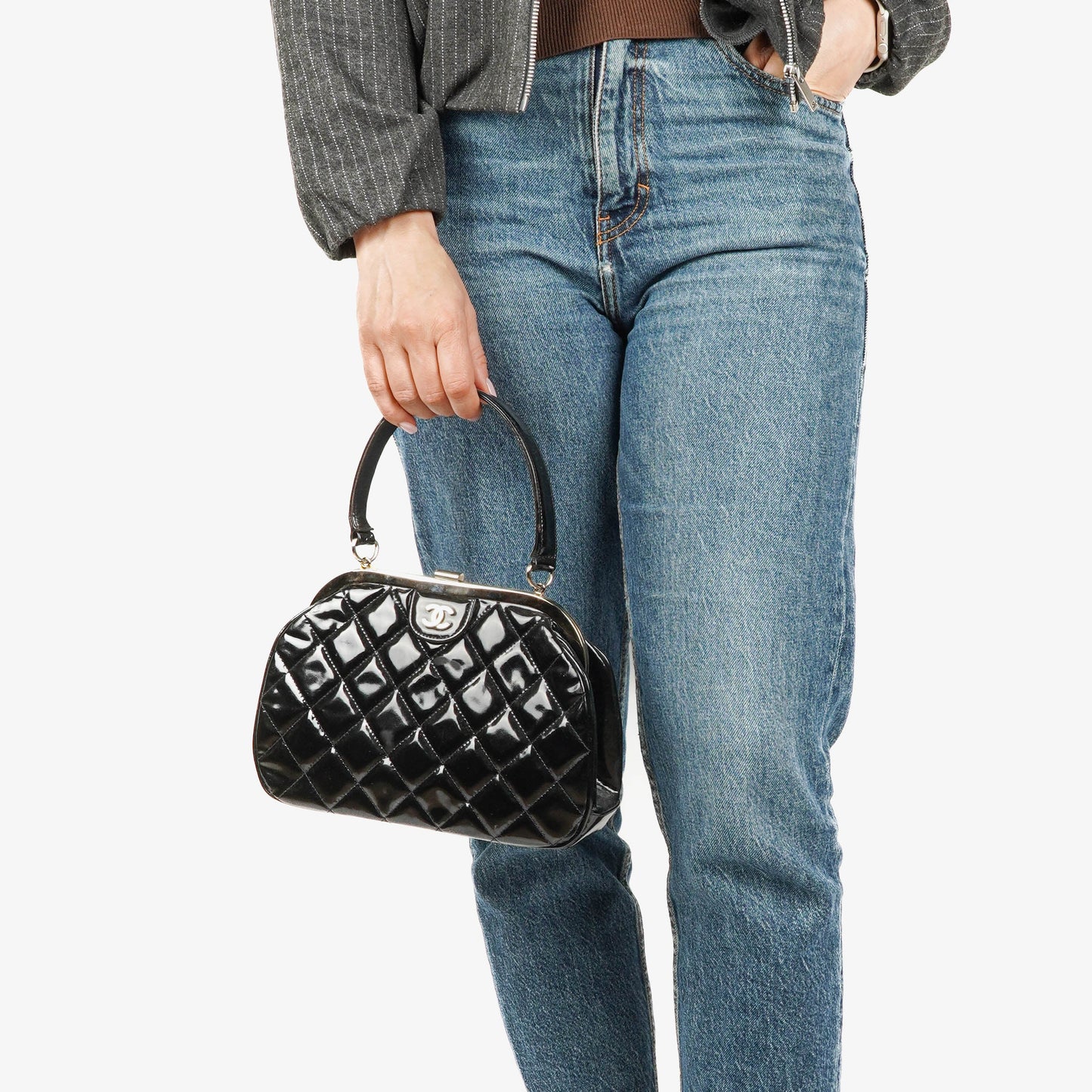 Chanel  Top Handle Black Quilted Lambskin Kelly Style, 1996-1997