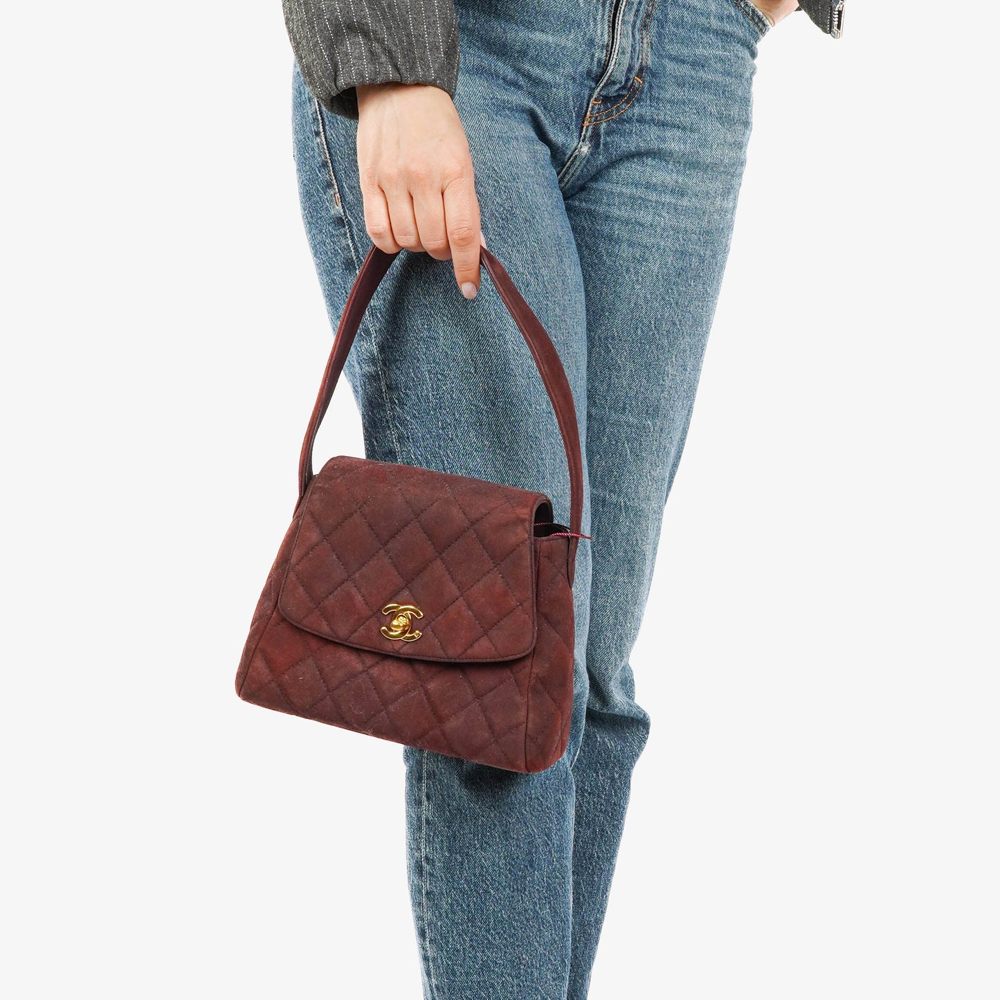 Chanel  Flap Quilted Burgundy Suede 24K Gold-Plated Hardware