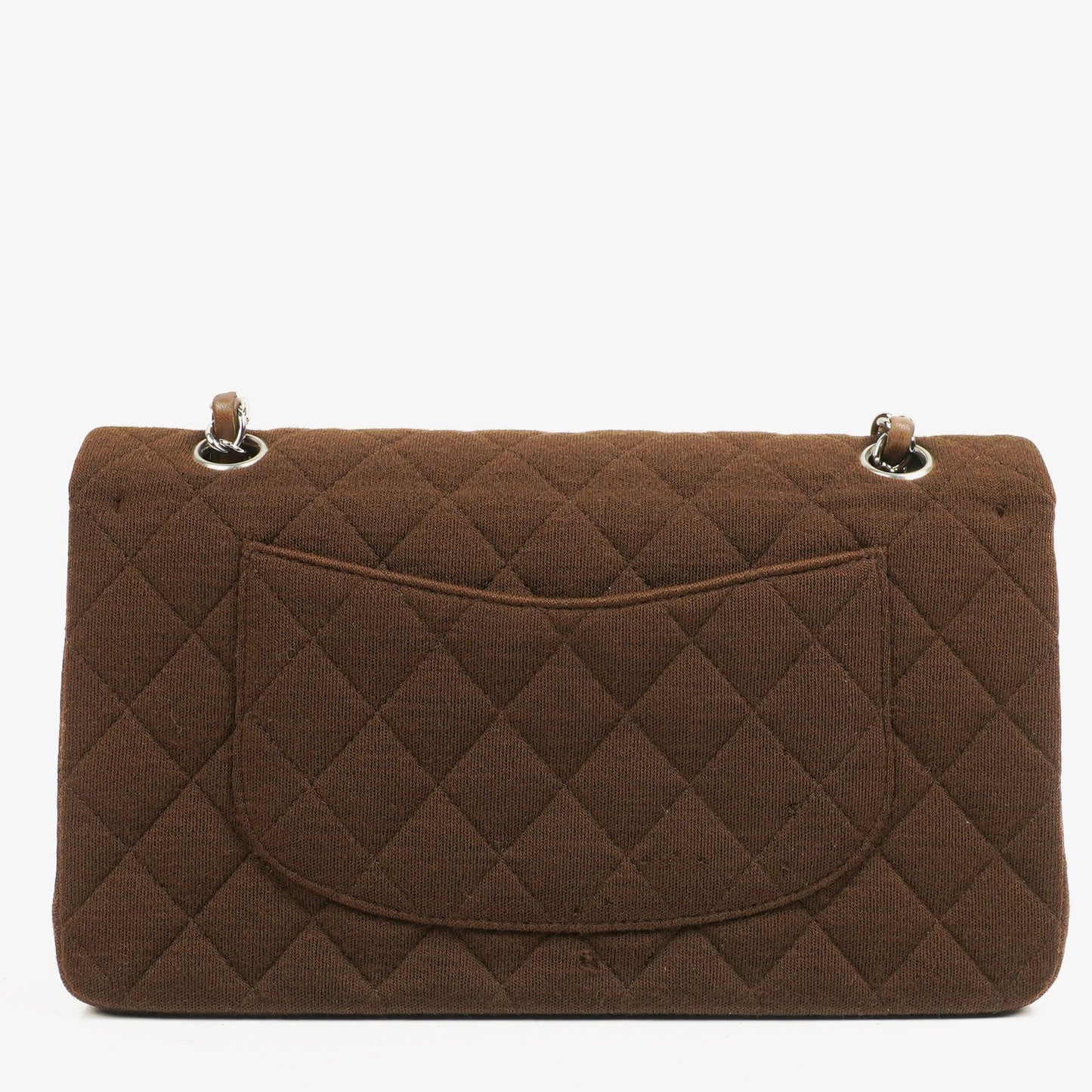Chanel  Medium Classic Double Flap Bag Brown Jersey Silver-Plated Hardware