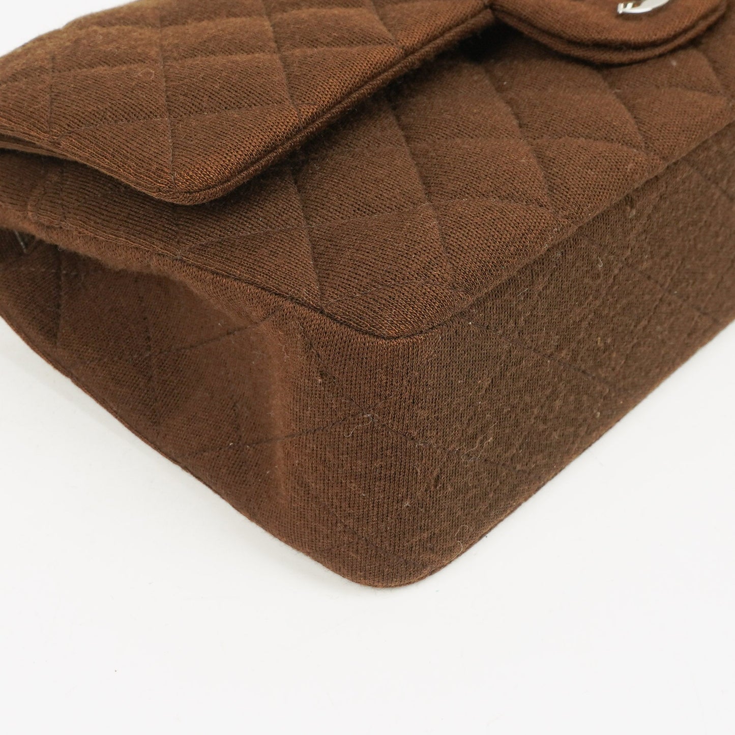 Chanel  Medium Classic Double Flap Bag Brown Jersey Silver-Plated Hardware