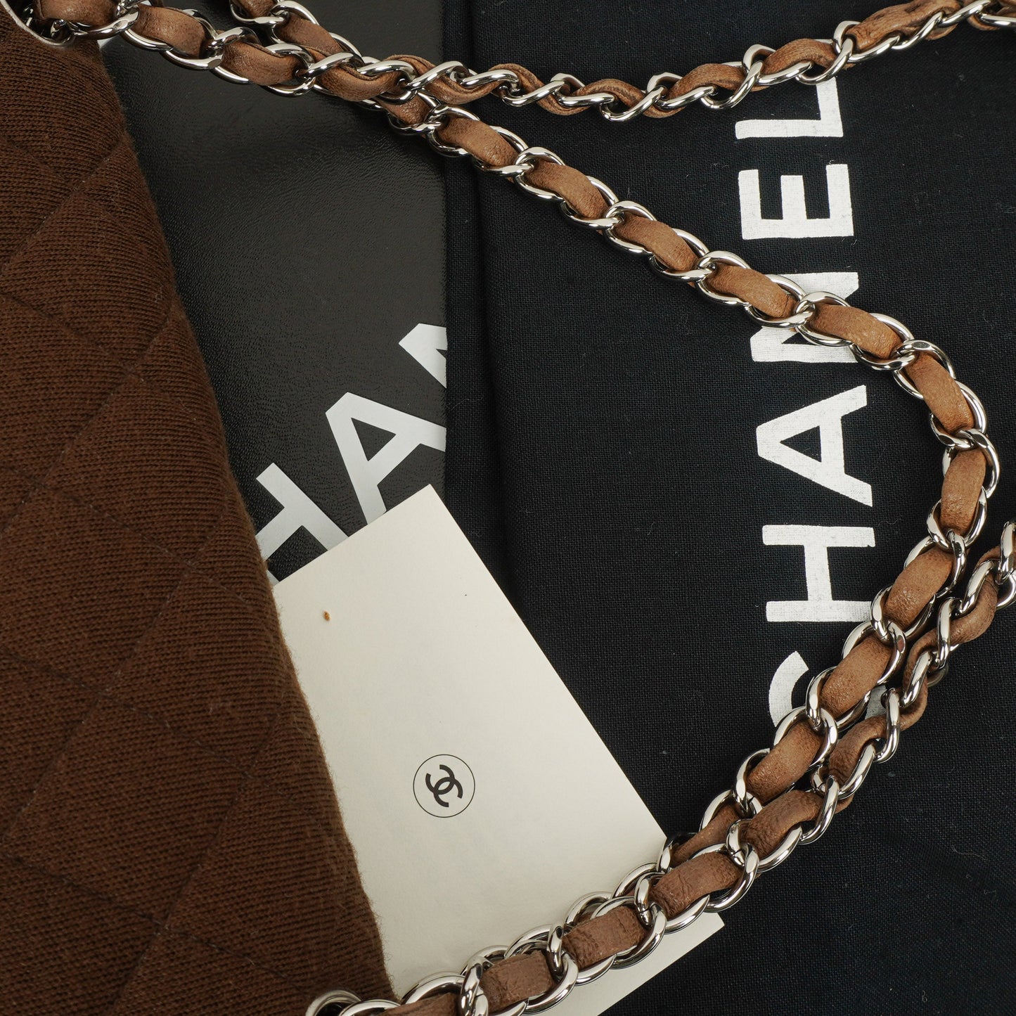 Chanel  Medium Classic Double Flap Bag Brown Jersey Silver-Plated Hardware