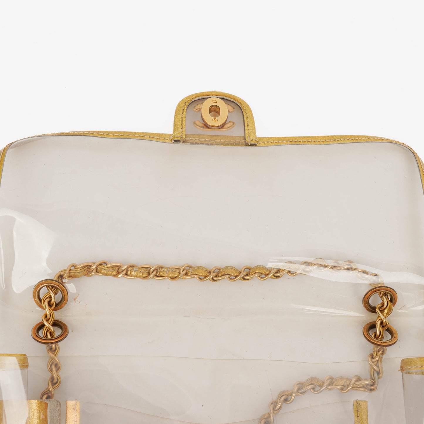 Chanel Vinyl Naked Gold Leather Single Flap Bag