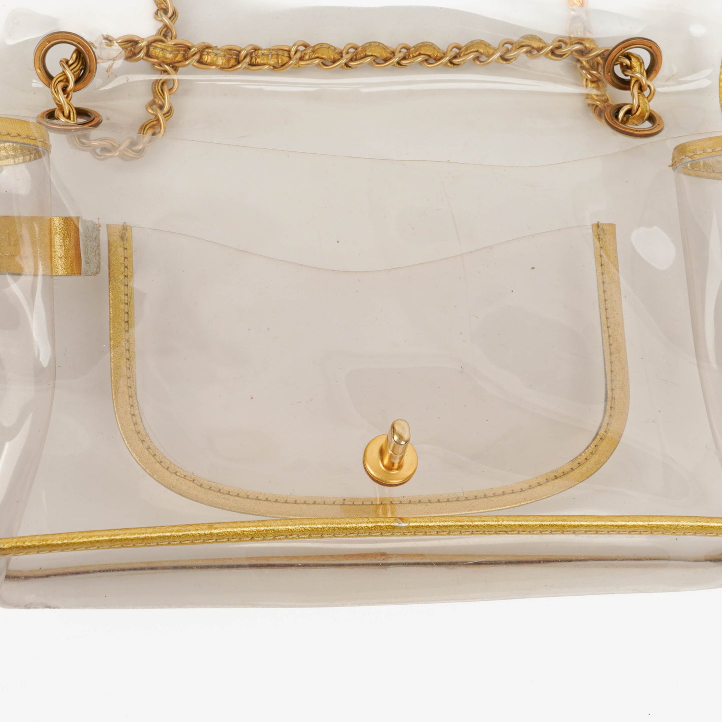 Chanel Vinyl Naked Gold Leather Single Flap Bag
