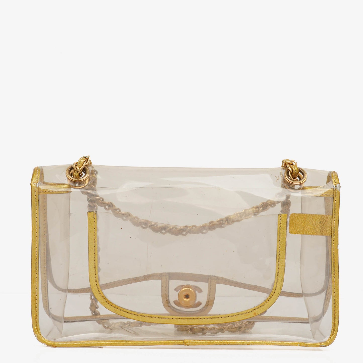 Chanel Vinyl Naked Gold Leather Single Flap Bag