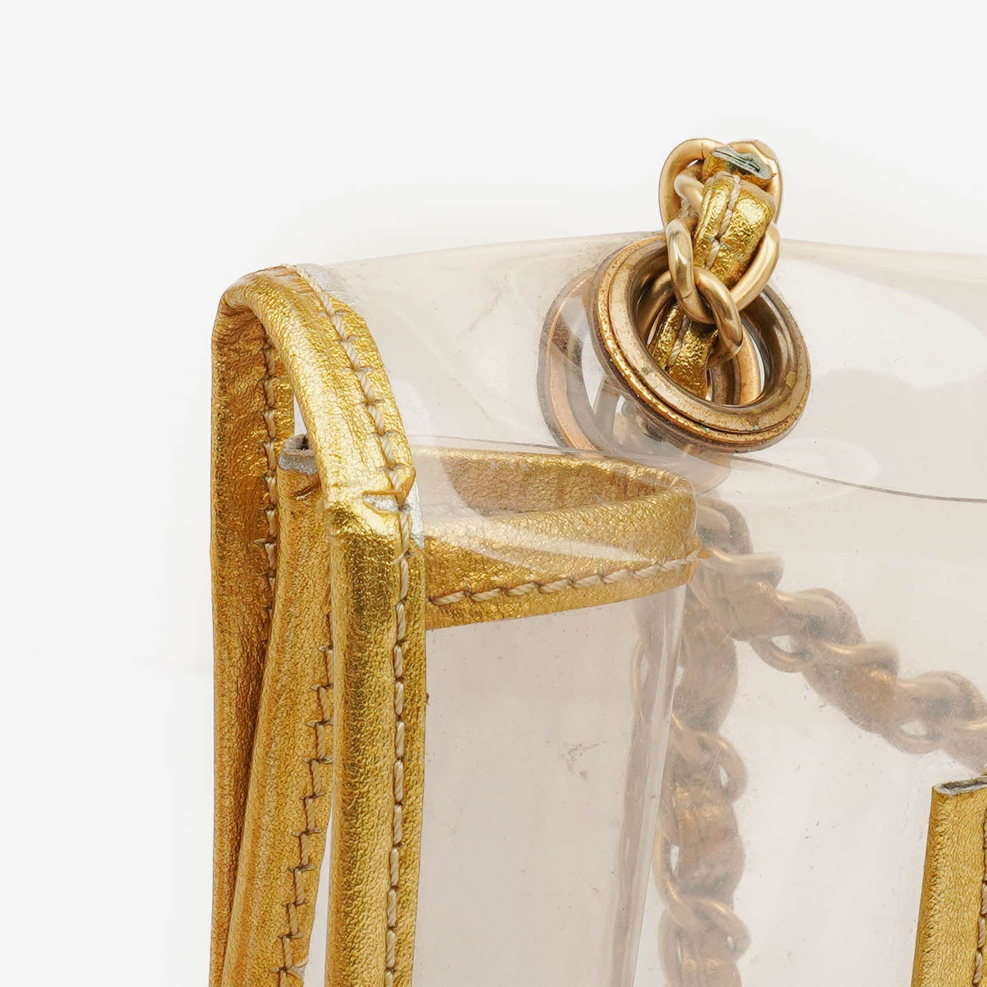Chanel Vinyl Naked Gold Leather Single Flap Bag
