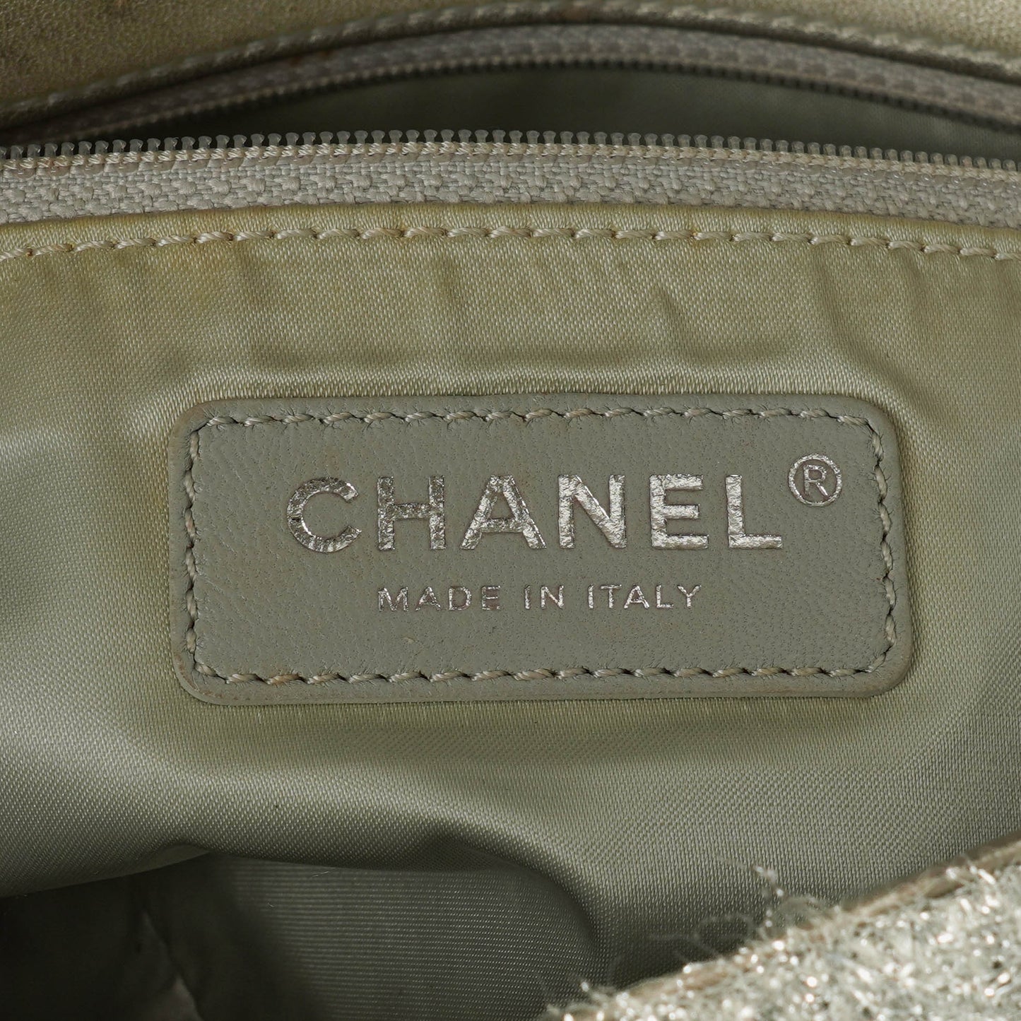 Chanel Silver Quilted Knit Pluto Glitter Medium Flap Bag