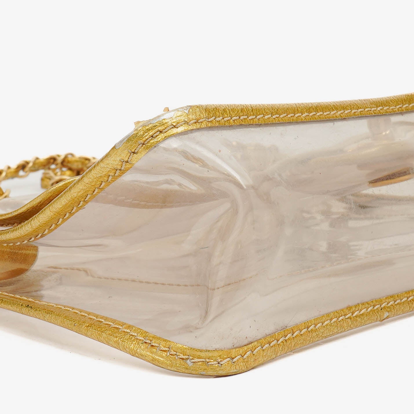 Chanel Vinyl Naked Gold Leather Single Flap Bag