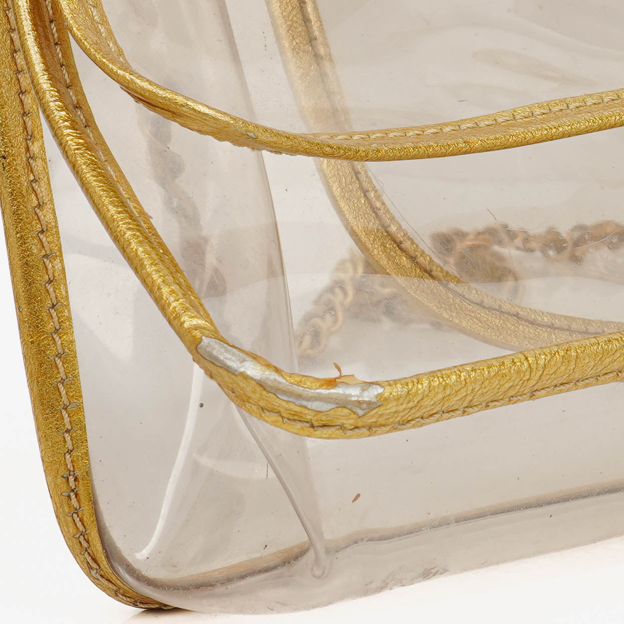 Chanel Vinyl Naked Gold Leather Single Flap Bag
