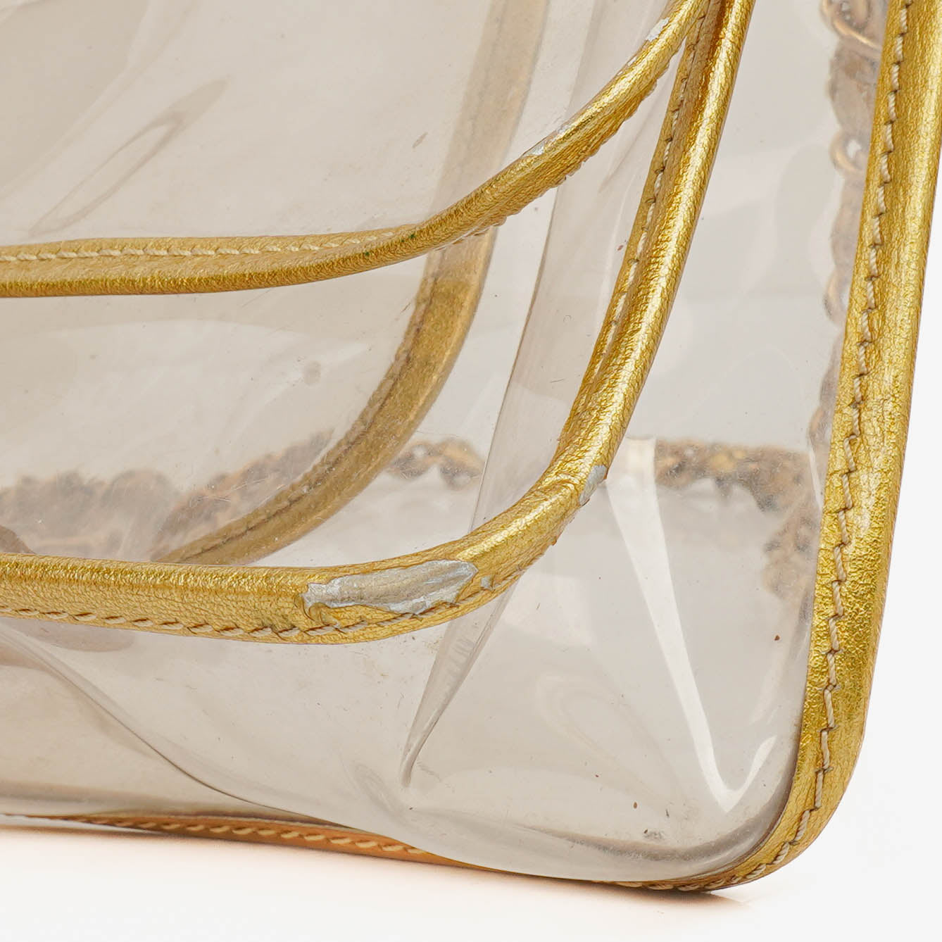 Chanel Vinyl Naked Gold Leather Single Flap Bag