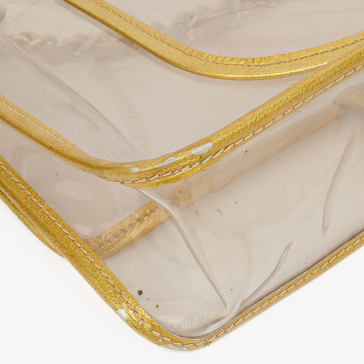 Chanel Vinyl Naked Gold Leather Single Flap Bag