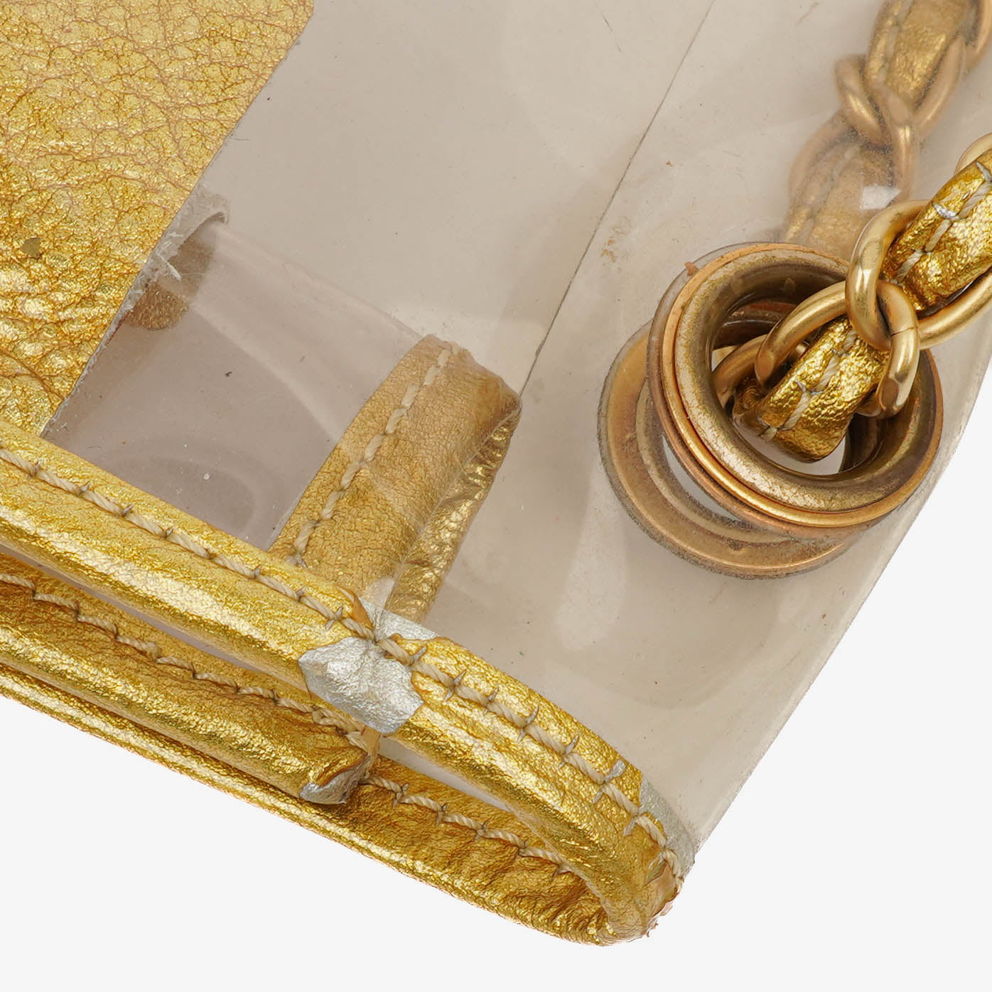 Chanel Vinyl Naked Gold Leather Single Flap Bag
