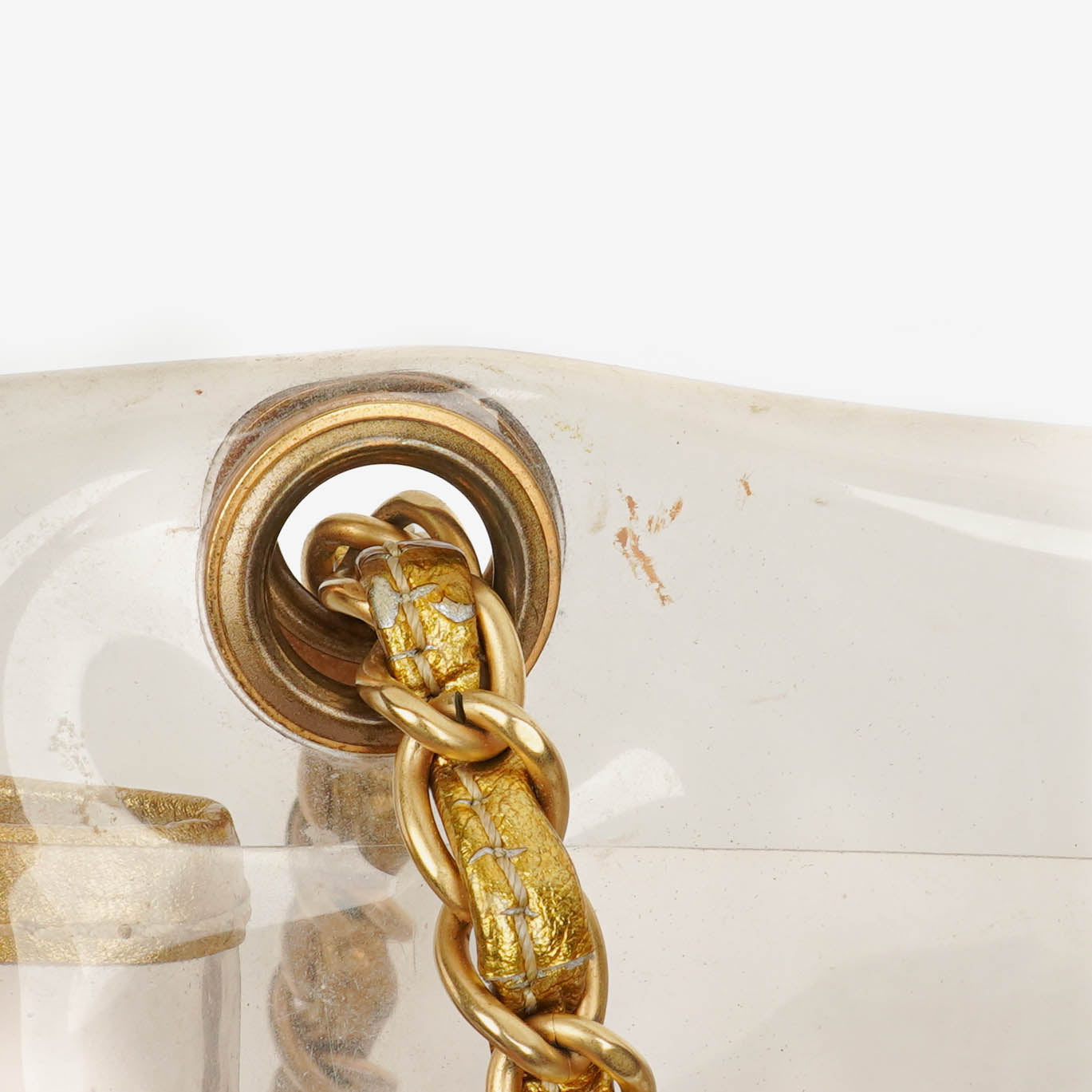 Chanel Vinyl Naked Gold Leather Single Flap Bag