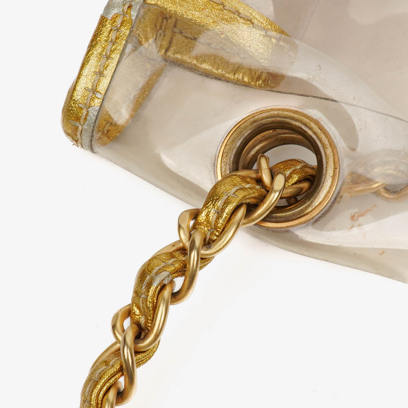 Chanel Vinyl Naked Gold Leather Single Flap Bag