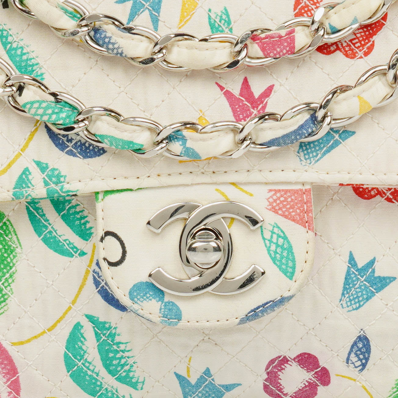 Chanel  Classic Floral Print Quilted Canvas Single Flap Bag