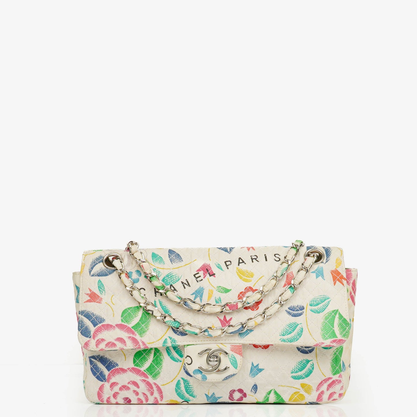 Chanel  Classic Floral Print Quilted Canvas Single Flap Bag
