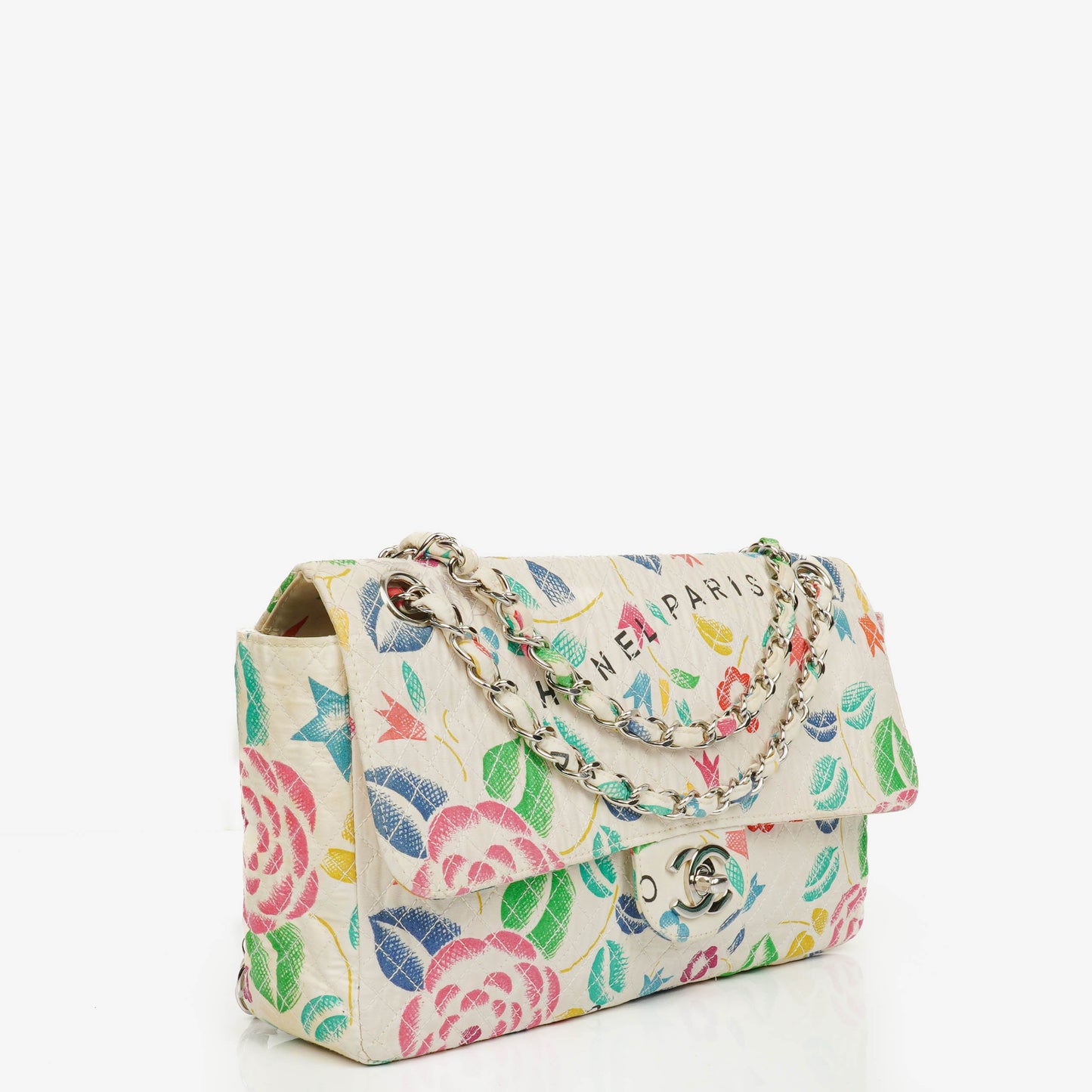 Chanel  Classic Floral Print Quilted Canvas Single Flap Bag