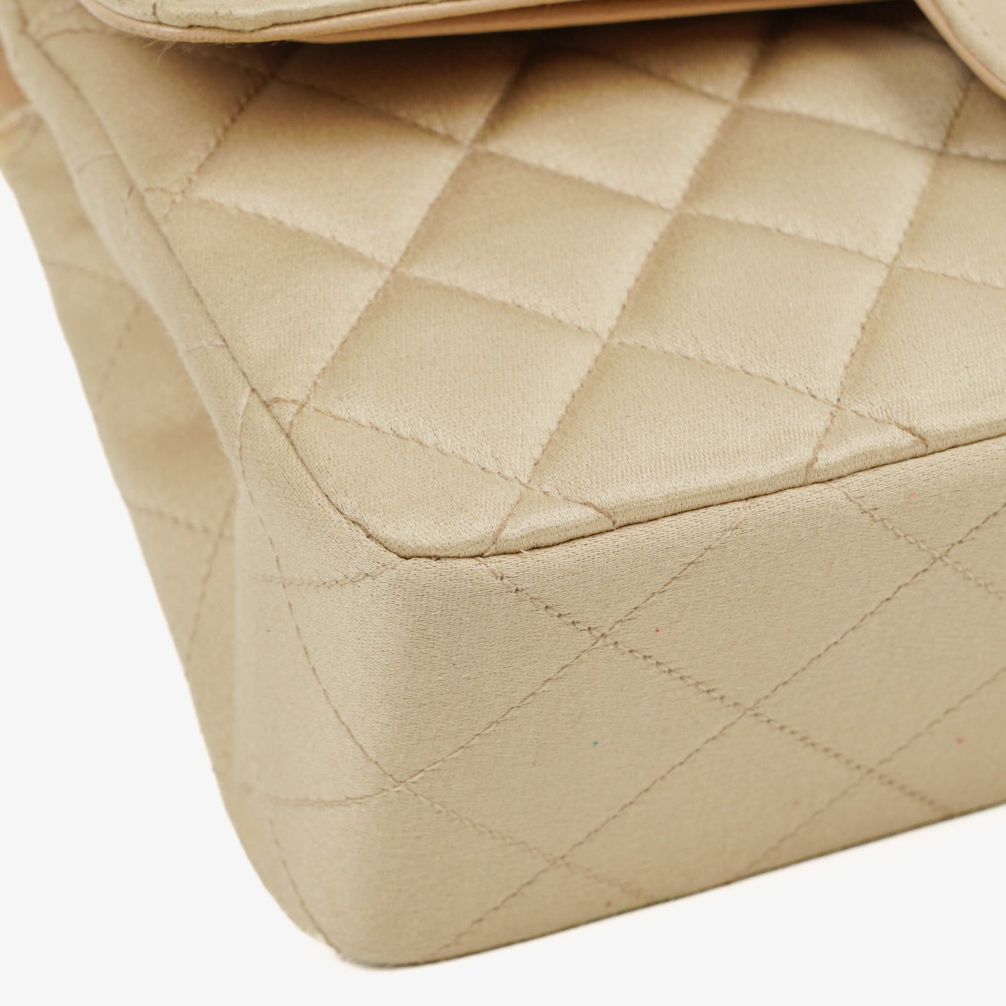 Chanel Small Classic  Double Flap Bag Beige Satin 24K Gold-Plated Hardware
