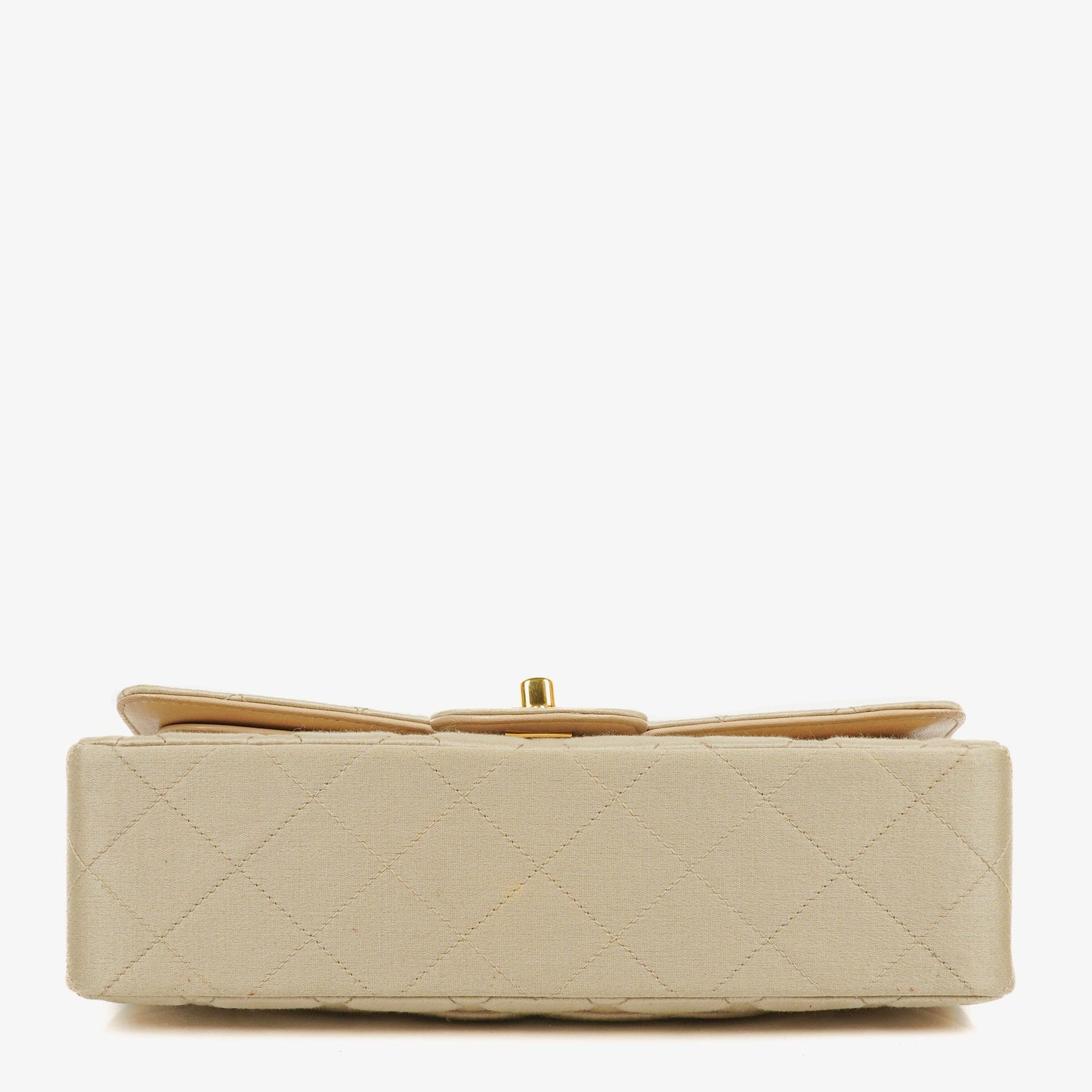 Chanel Small Classic  Double Flap Bag Beige Satin 24K Gold-Plated Hardware