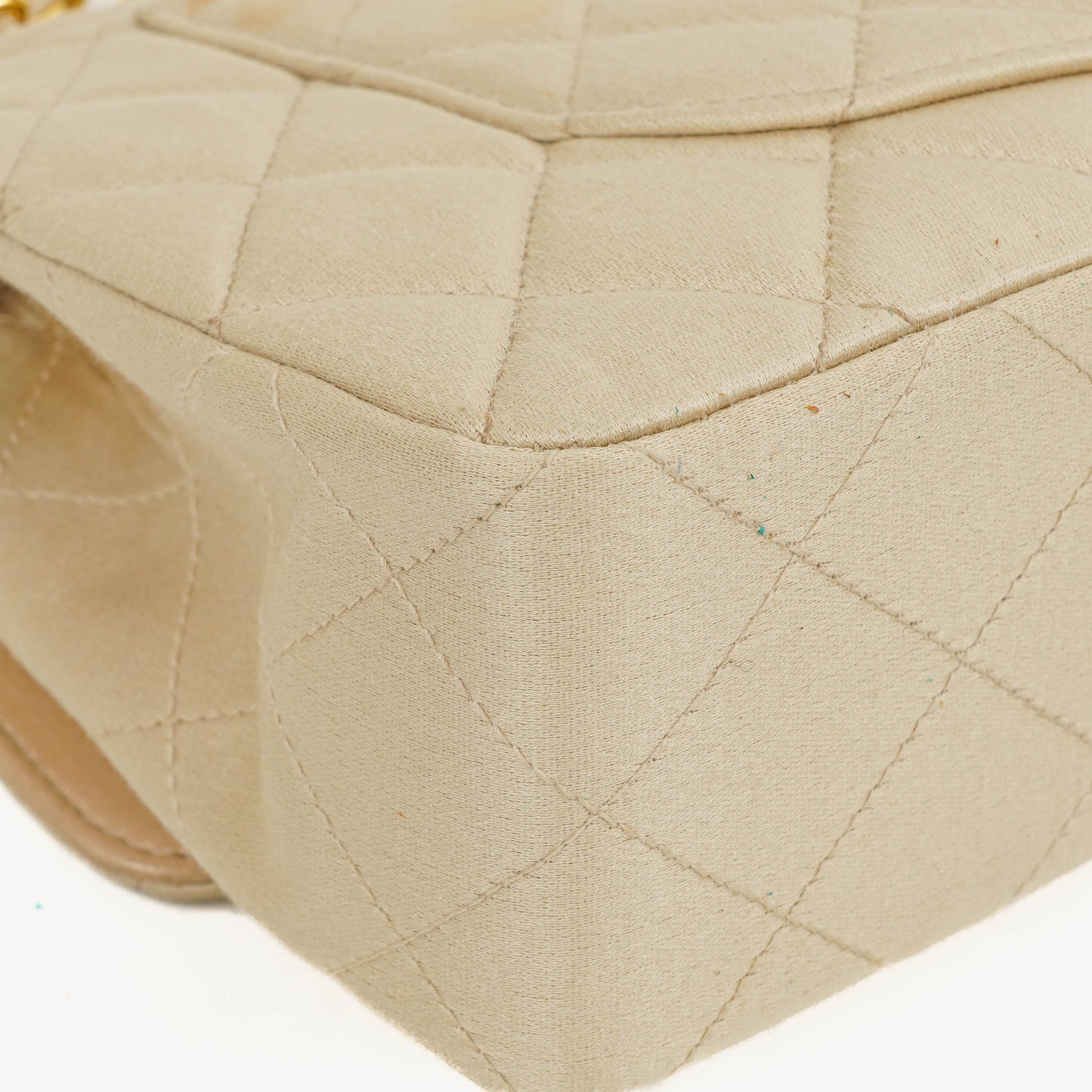 Chanel Small Classic  Double Flap Bag Beige Satin 24K Gold-Plated Hardware