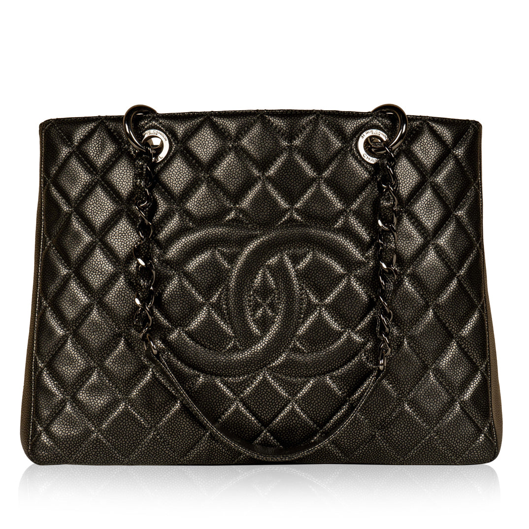 Chanel Timeless Caviar Silver Tote Bag Style 7