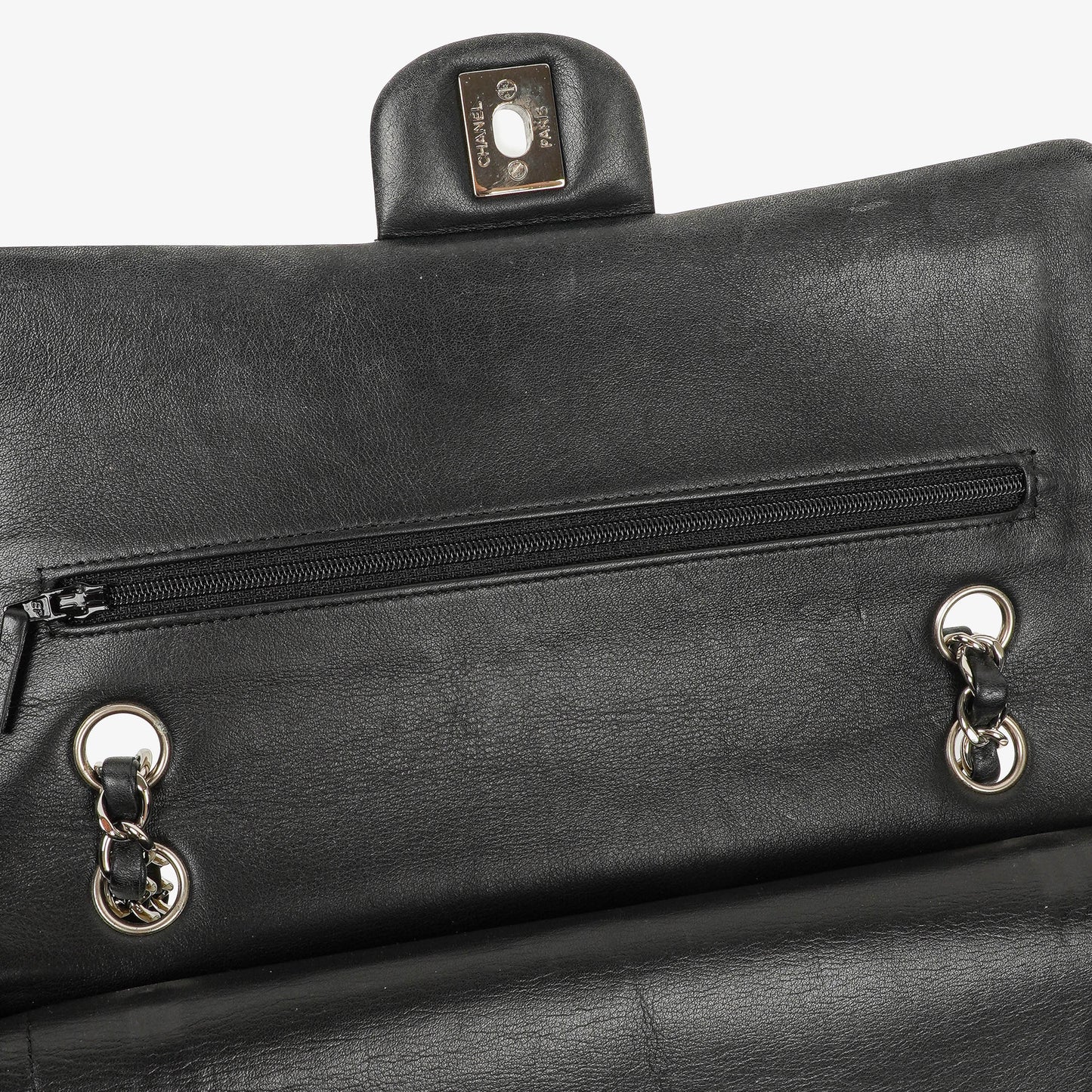 Chanel Timeless Classic Double Flap Bag Stripe Patent Leather And Silver-tone Hardware