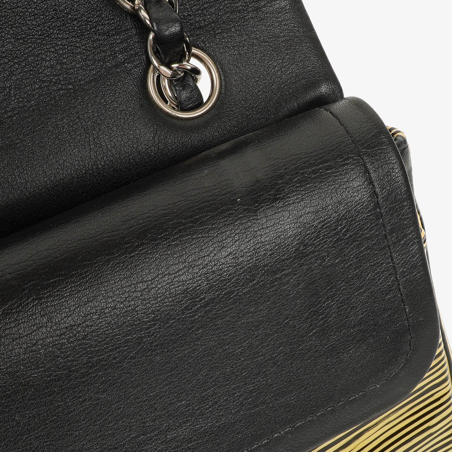 Chanel Timeless Classic Double Flap Bag Stripe Patent Leather And Silver-tone Hardware