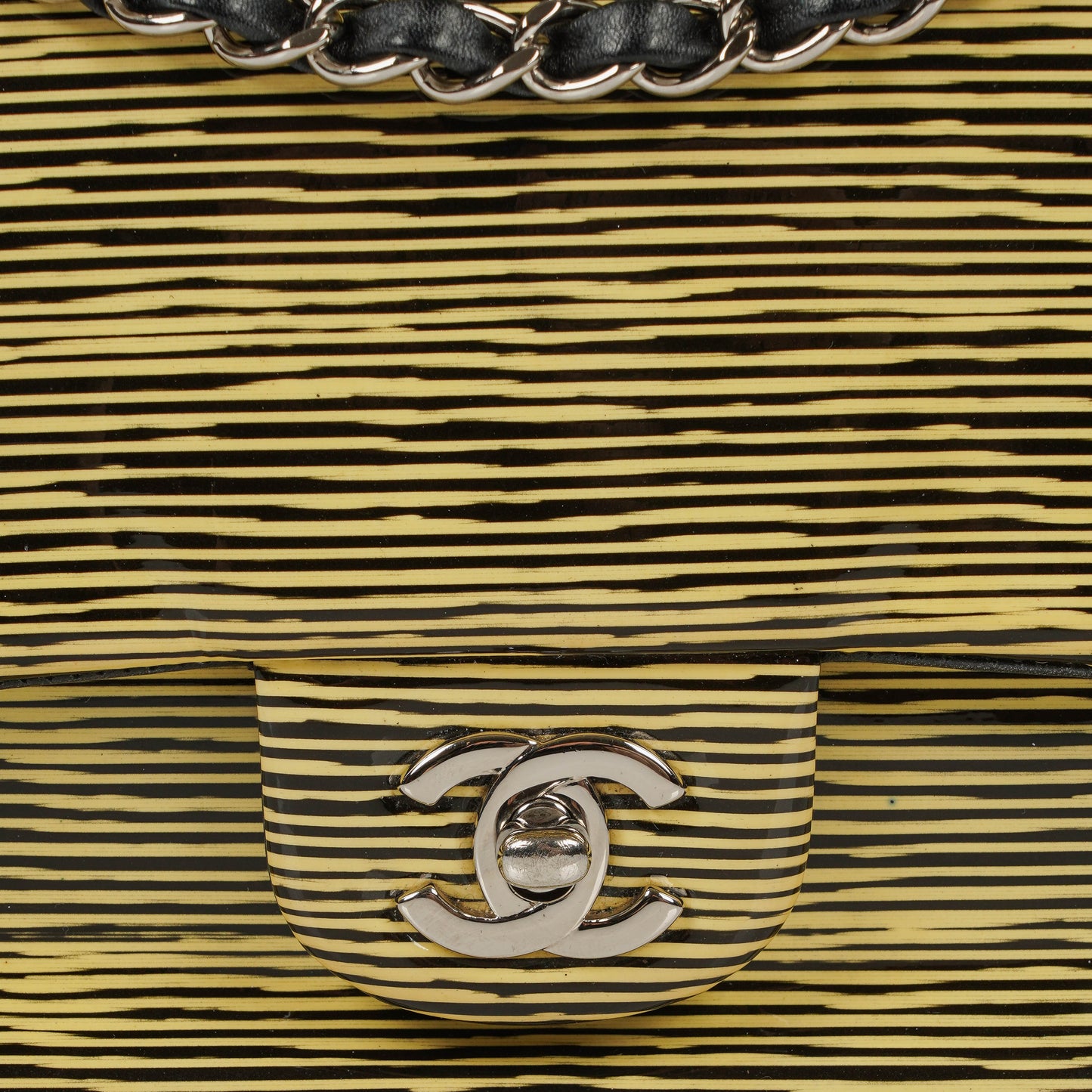 Chanel Timeless Classic Double Flap Bag Stripe Patent Leather And Silver-tone Hardware
