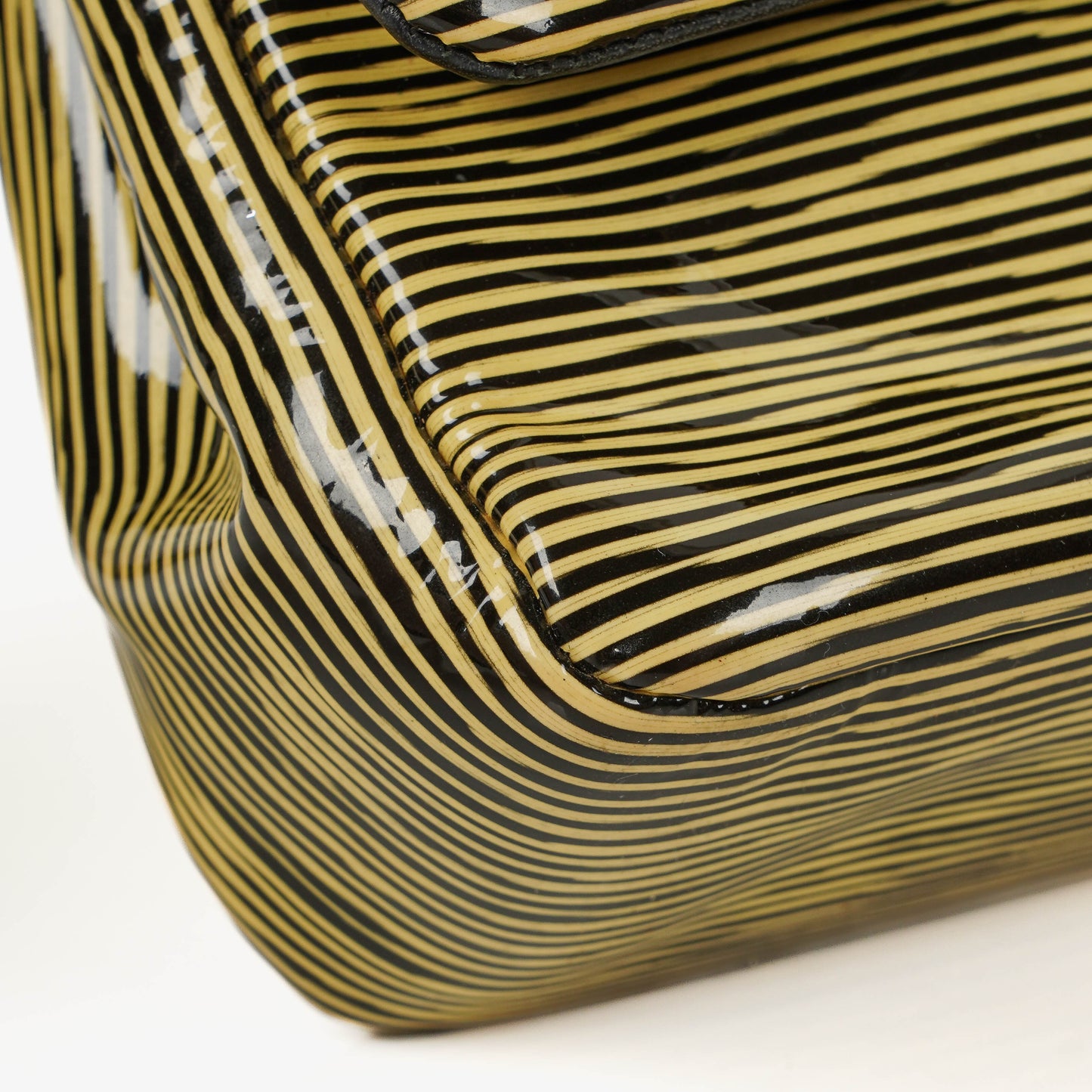 Chanel Timeless Classic Double Flap Bag Stripe Patent Leather And Silver-tone Hardware