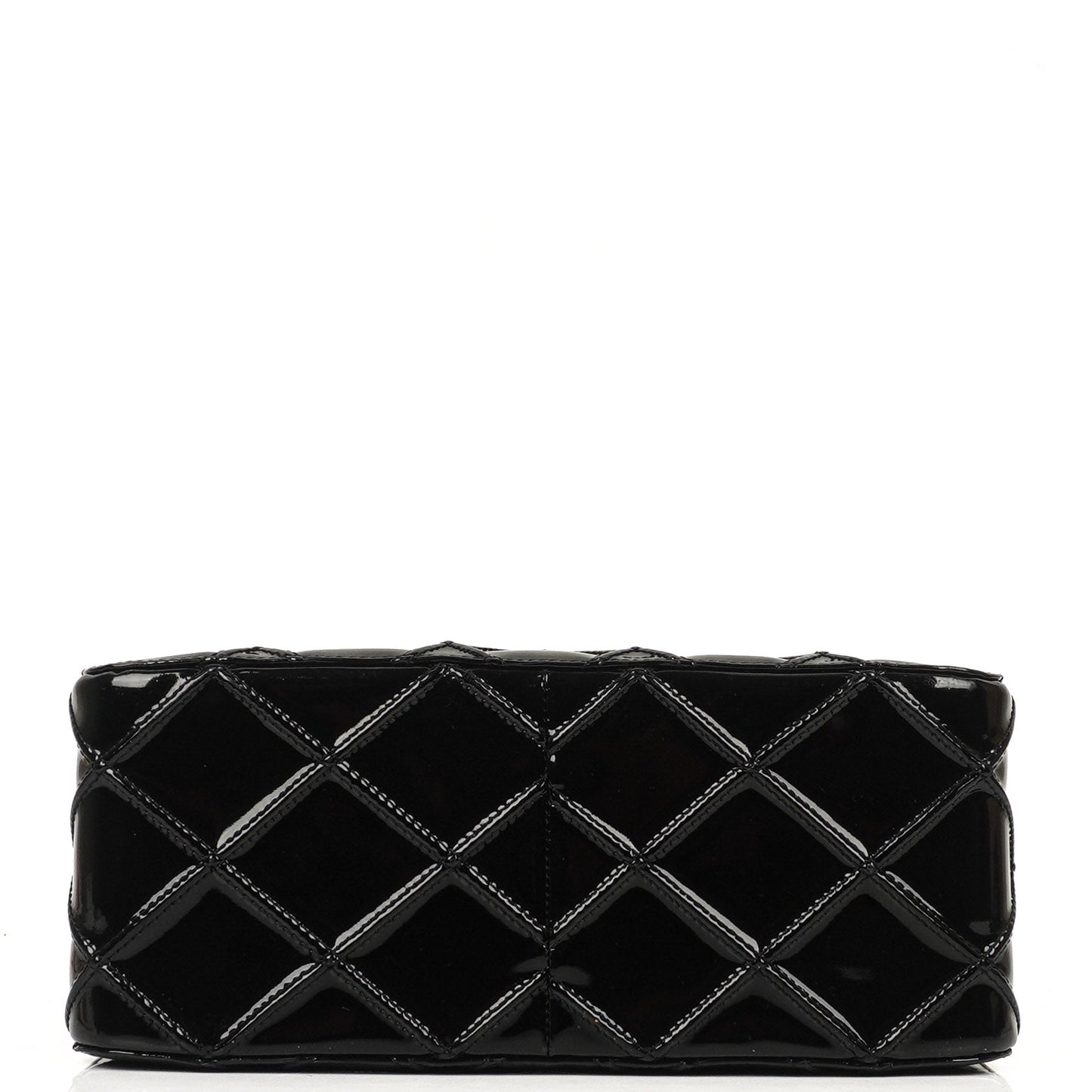 Chanel Diamond Stitch Black Quilted Patent Leather Shoulder Bag