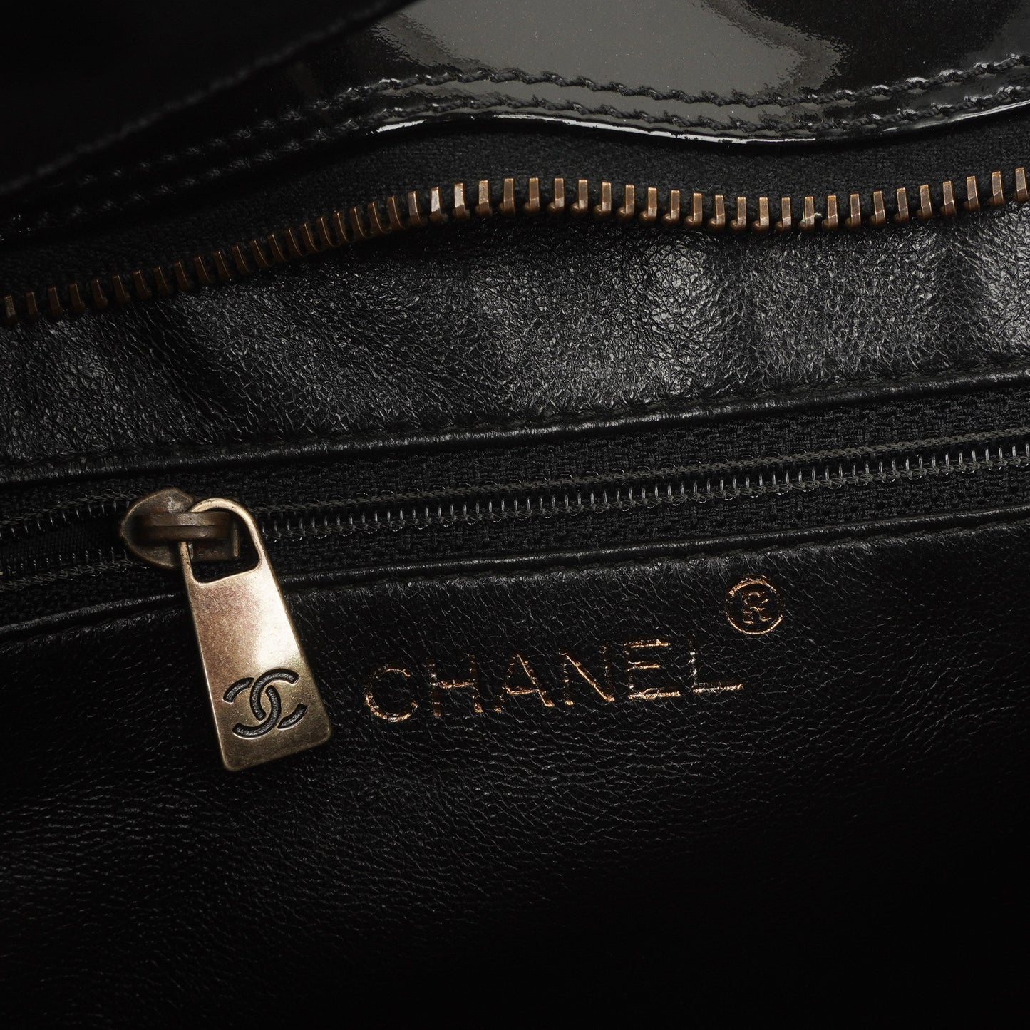 Chanel Diamond Stitch Black Quilted Patent Leather Shoulder Bag
