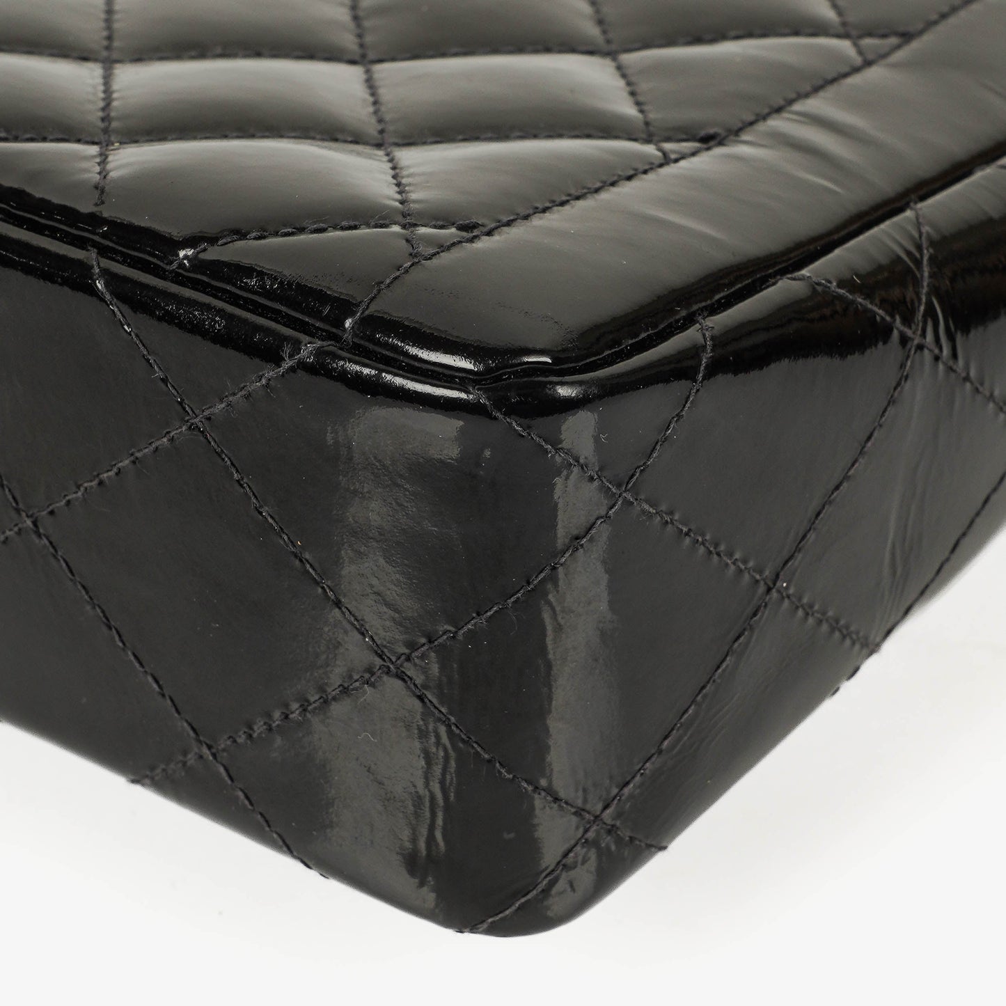 Chanel Single Flap Bag Black Quilted Patent Leather With 24K Gold-Plated Hardware
