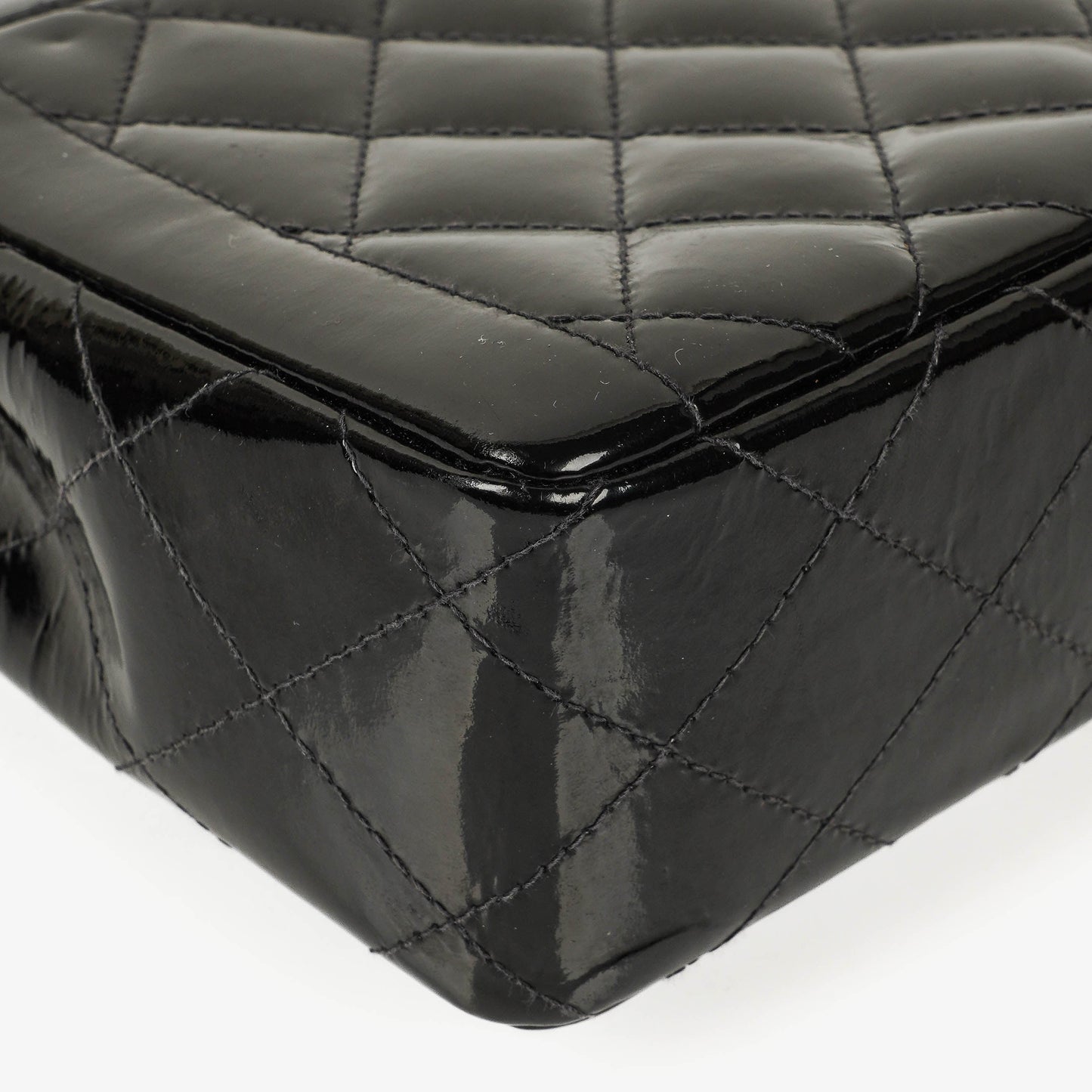 Chanel Single Flap Bag Black Quilted Patent Leather With 24K Gold-Plated Hardware
