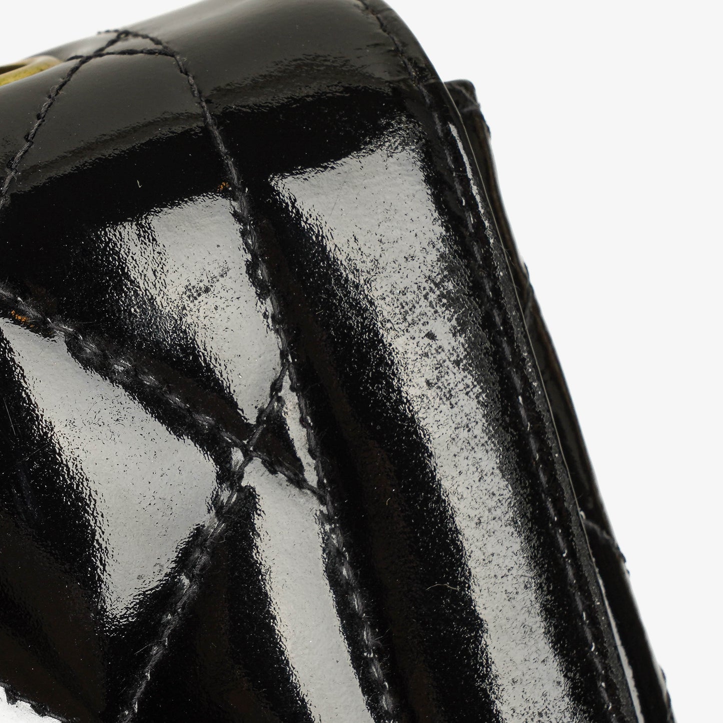 Chanel Single Flap Bag Black Quilted Patent Leather With 24K Gold-Plated Hardware