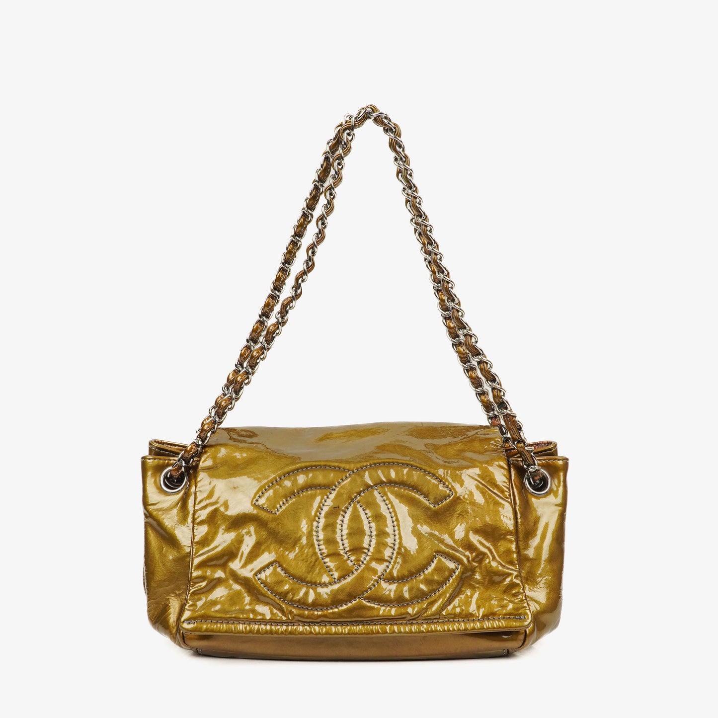Chanel Accordion Patent Leather CC Flap Bag