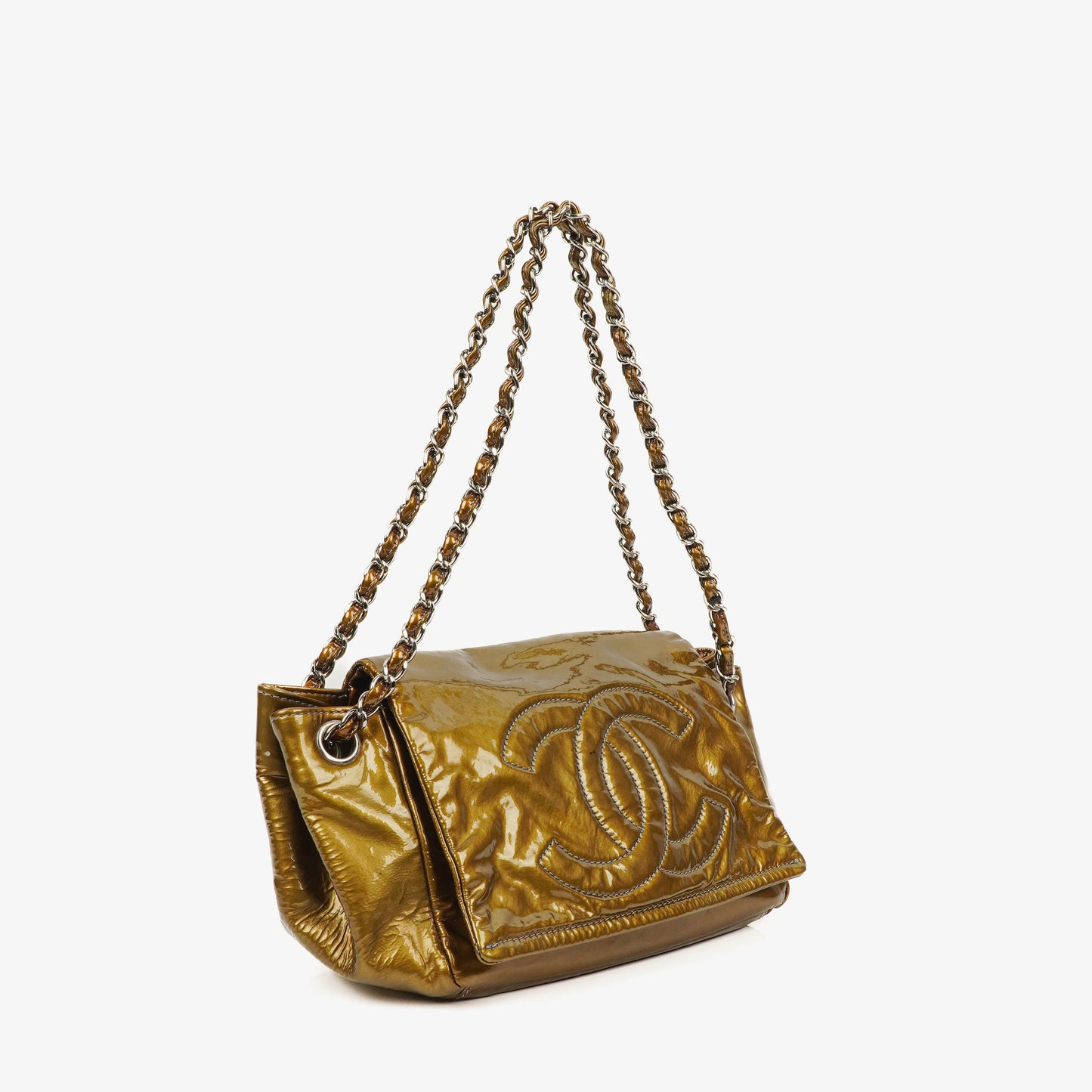 Chanel Accordion Patent Leather CC Flap Bag