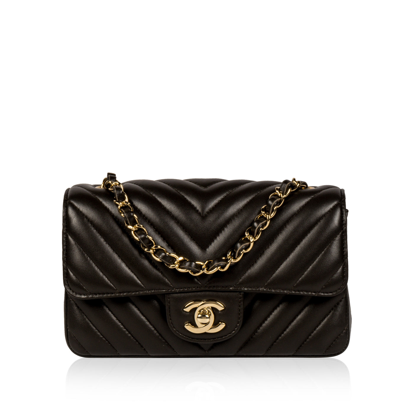 Chanel Classic Flap Lambskin Black Shoulder Bag Style 206