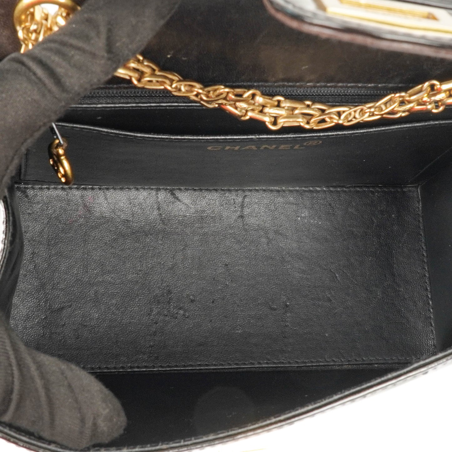 Chanel 2.55 Black Patent Leather Shoulder Bag