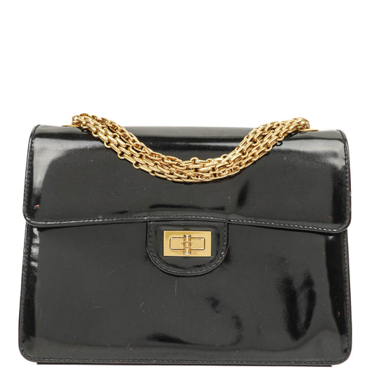 Chanel 2.55 Black Patent Leather Shoulder Bag