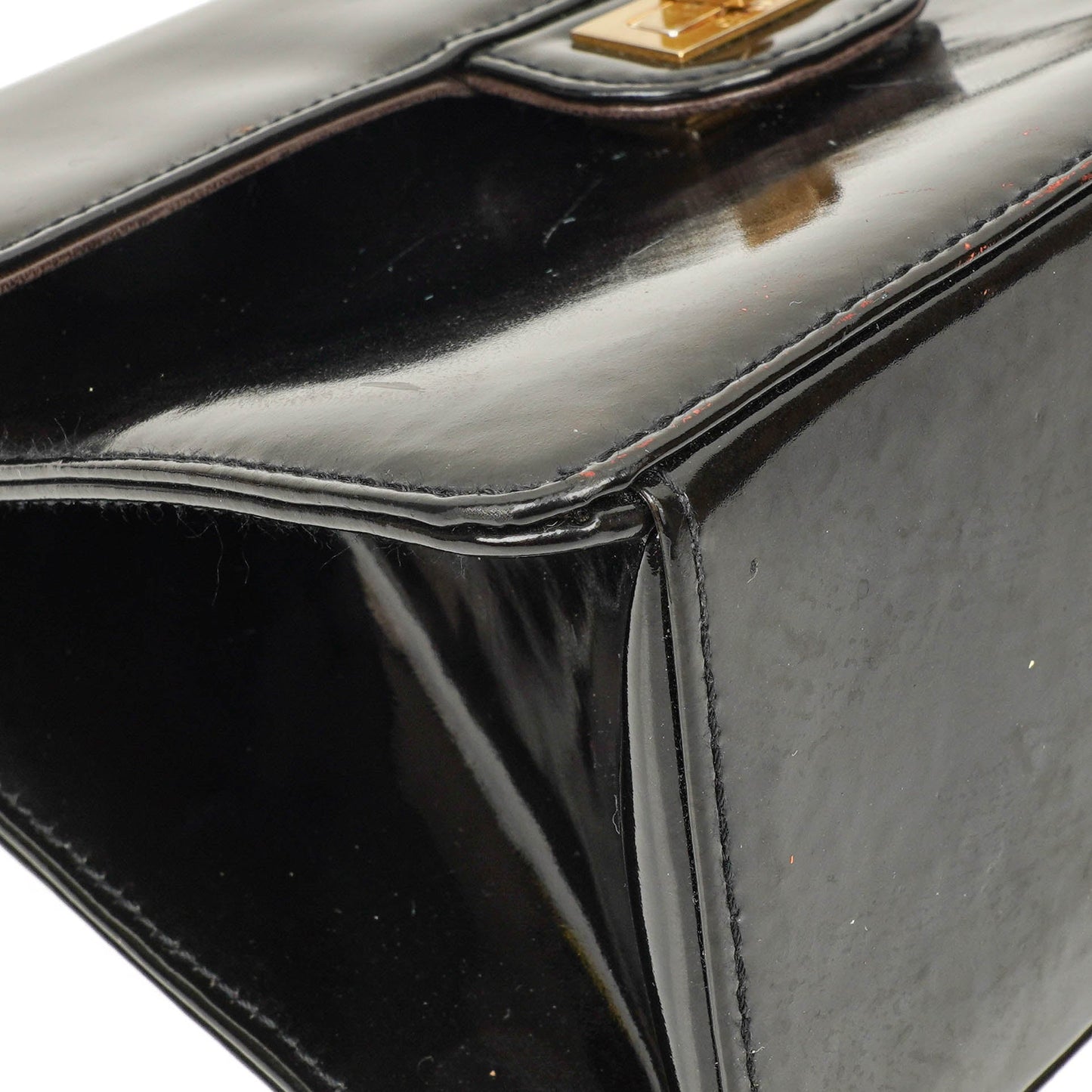 Chanel 2.55 Black Patent Leather Shoulder Bag