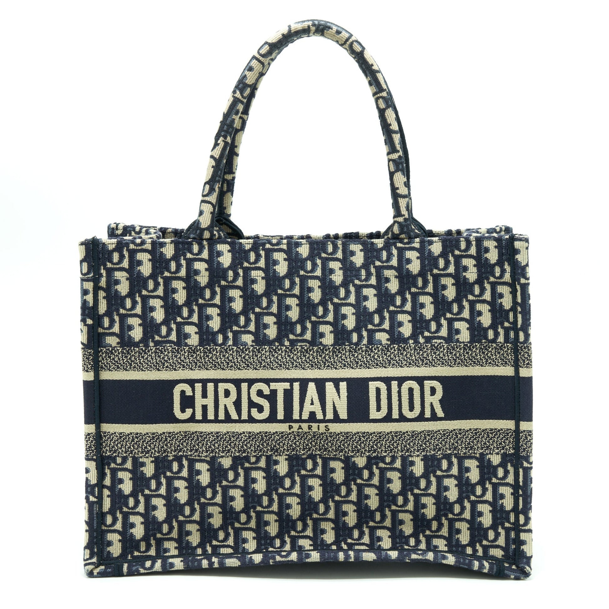 Dior Small Book Tote Purse Blue Oblique Jacquard
