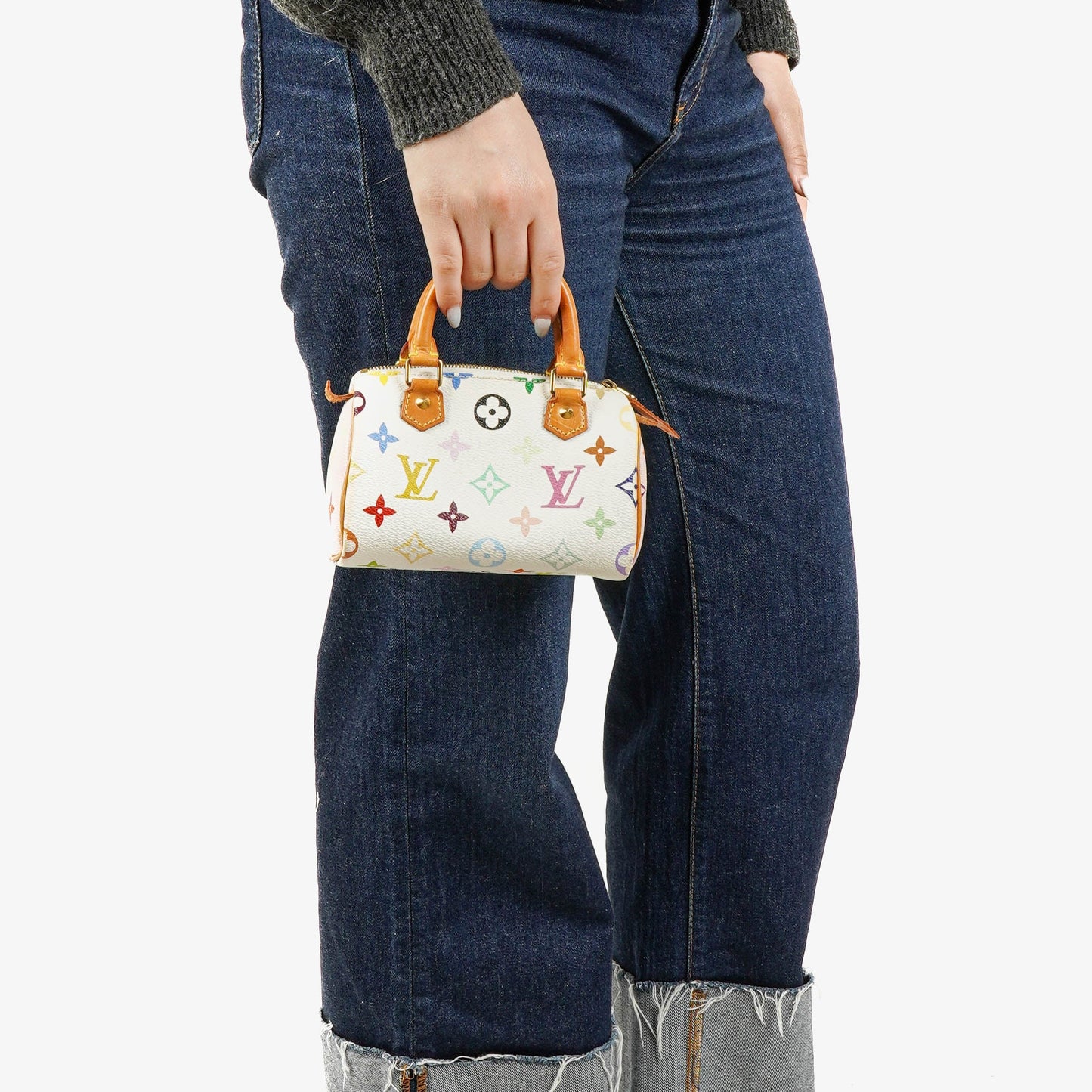 Louis Vuitton Takashi Murakami Nano  White Multicolour Monogram Coated Canvas Mini Bag