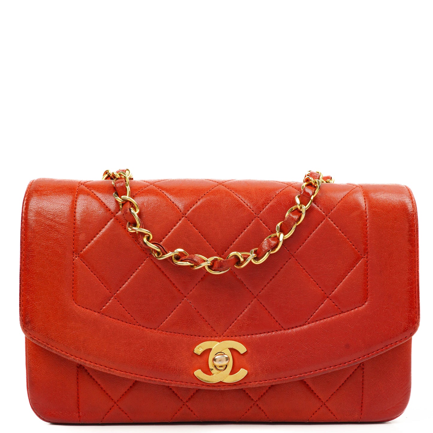 Chanel  Small Diana Flap Bag Red Quilted Leather 24K Gold-Plated Hardware