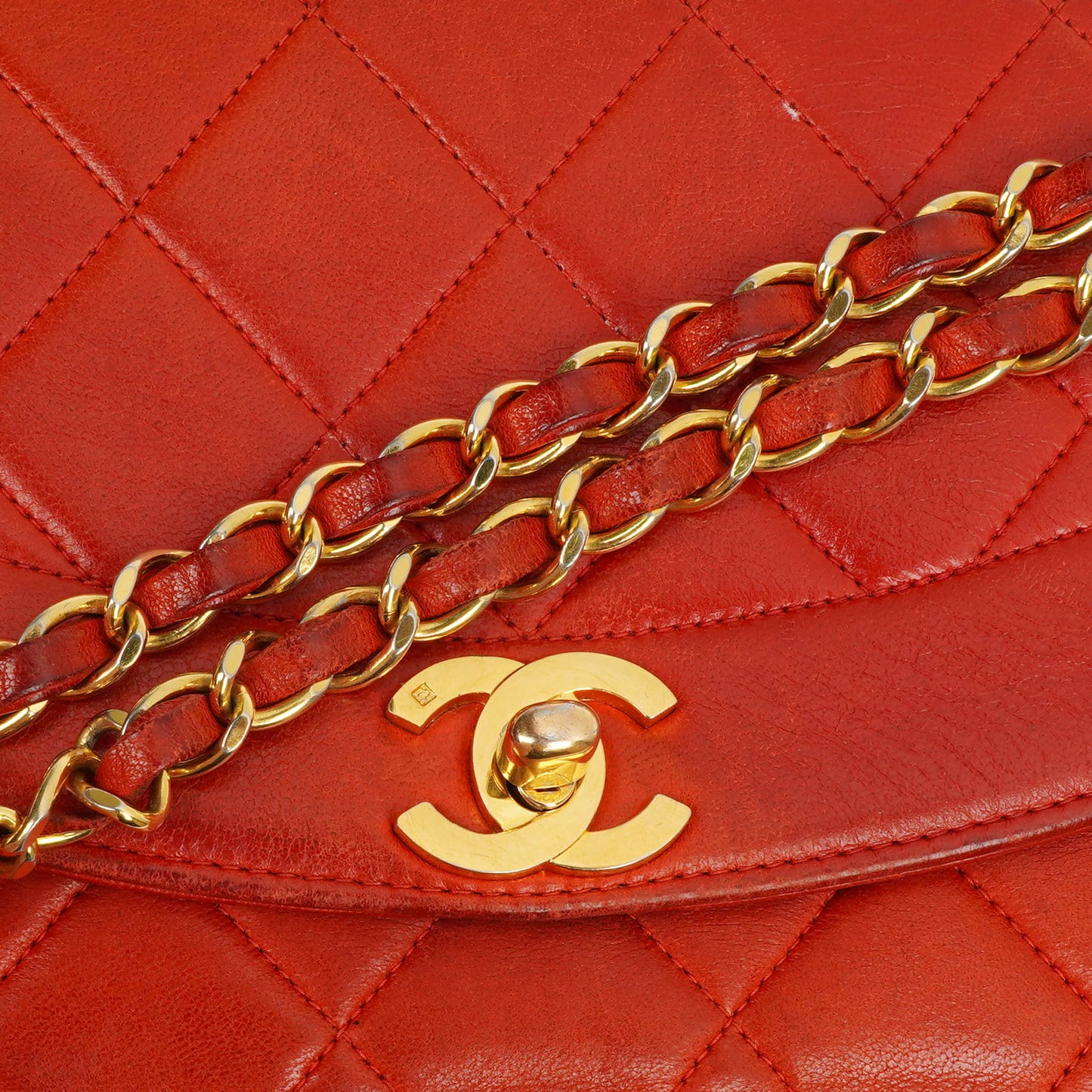 Chanel  Small Diana Flap Bag Red Quilted Leather 24K Gold-Plated Hardware