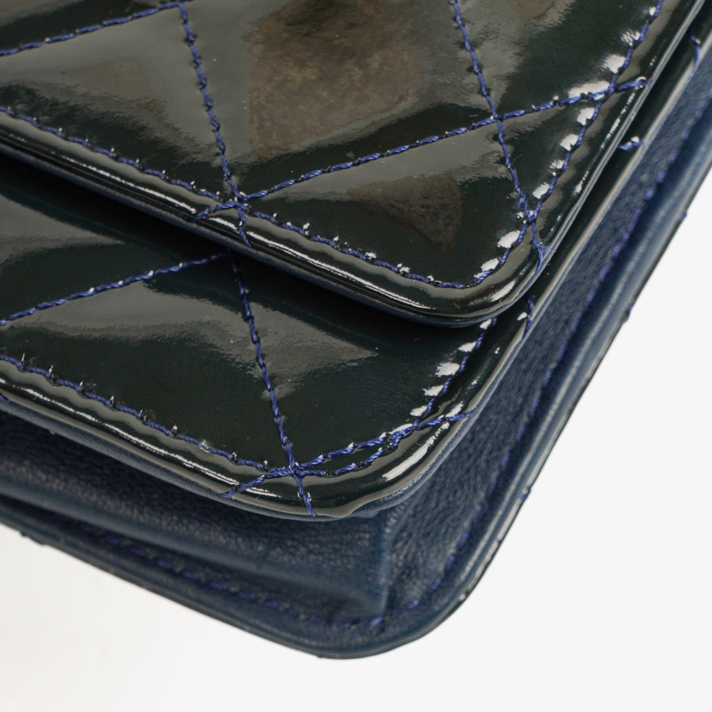 Chanel Quilted Patent Leather Wallet On Chain WOC