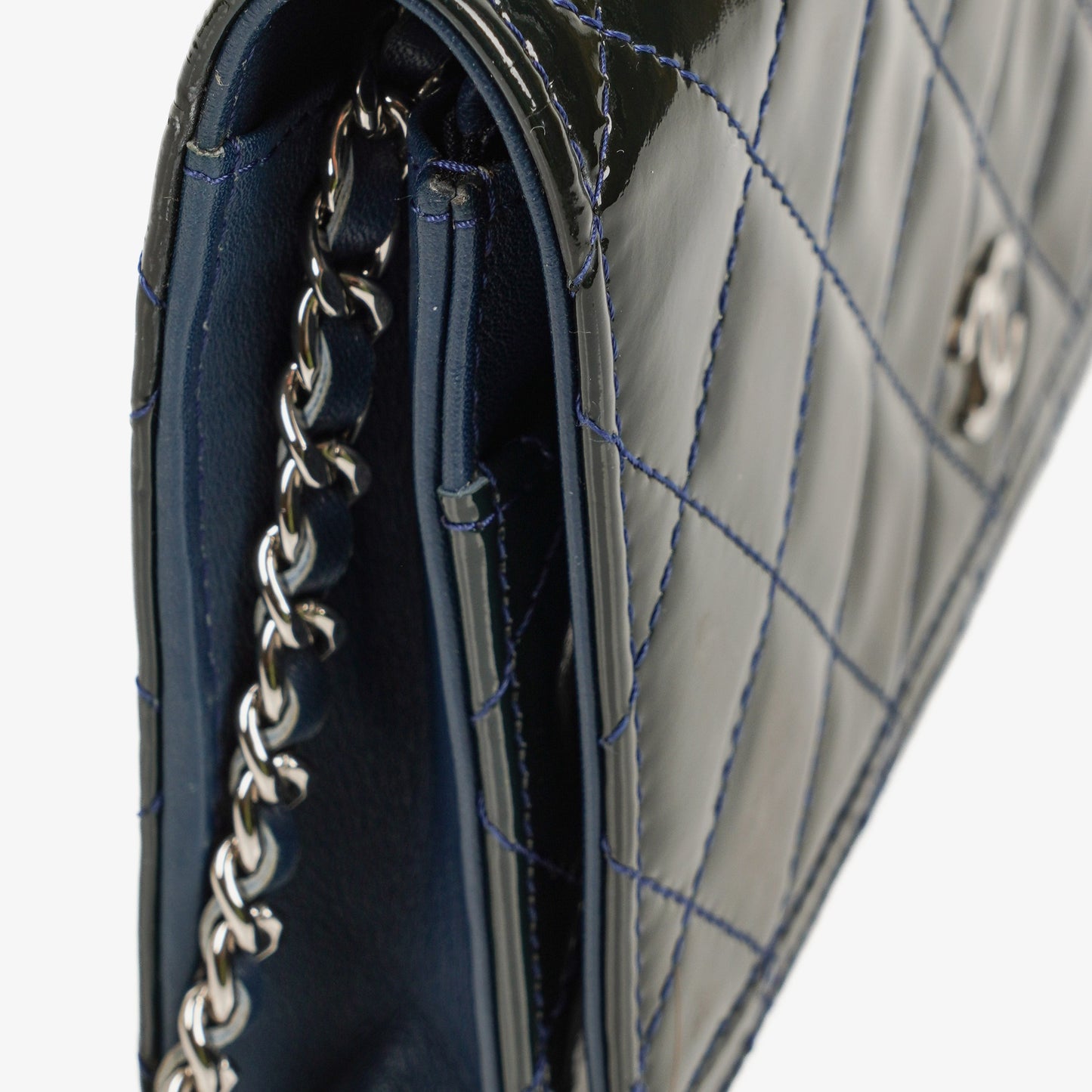 Chanel Quilted Patent Leather Wallet On Chain WOC
