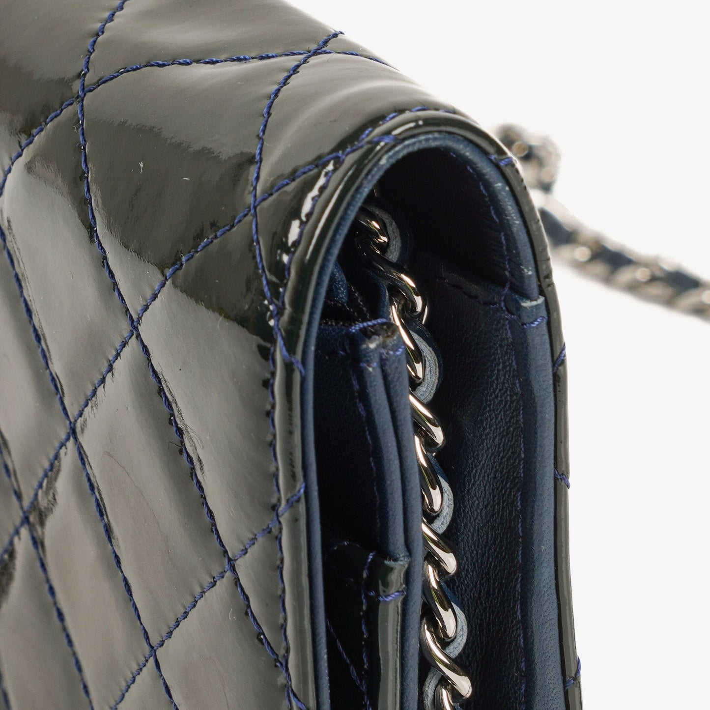 Chanel Quilted Patent Leather Wallet On Chain WOC