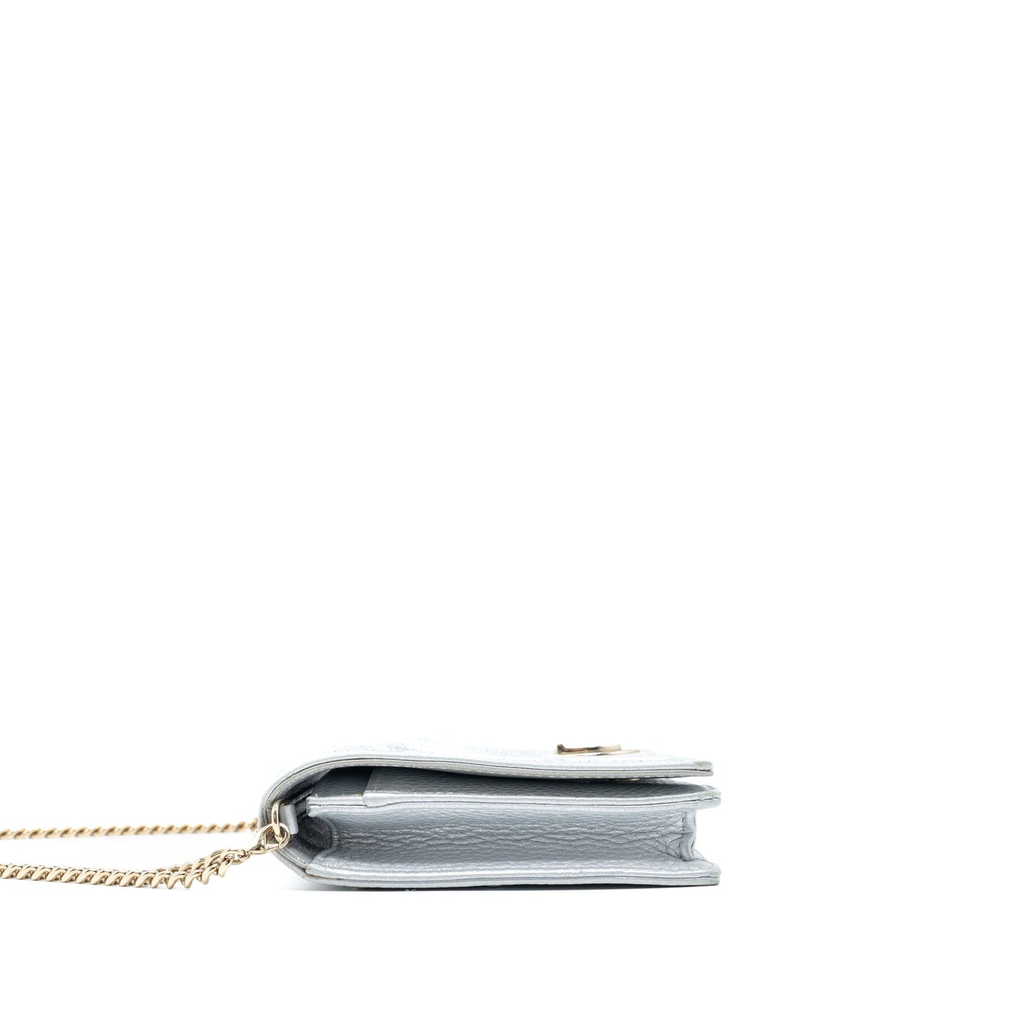 Dior Diorama Wallet on Chain Calfskin Light Grey