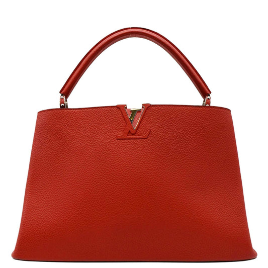 LOUIS VUITTON Capucines MM Taurillon Leather Satchel Bag Orange